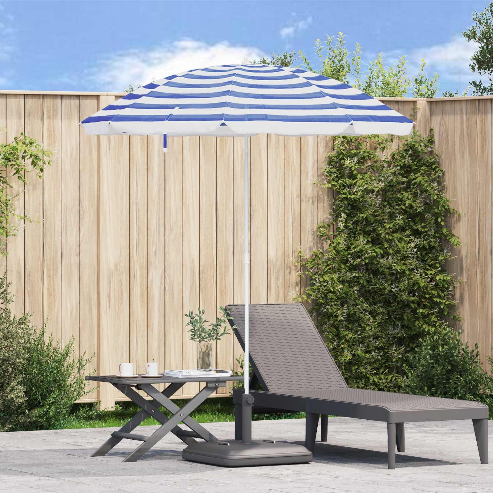 vidaXL Sonnenschirm Gartensonnenschirm 240 cm 170T Polyester Blau und Weiß – Bild 2 von 5
