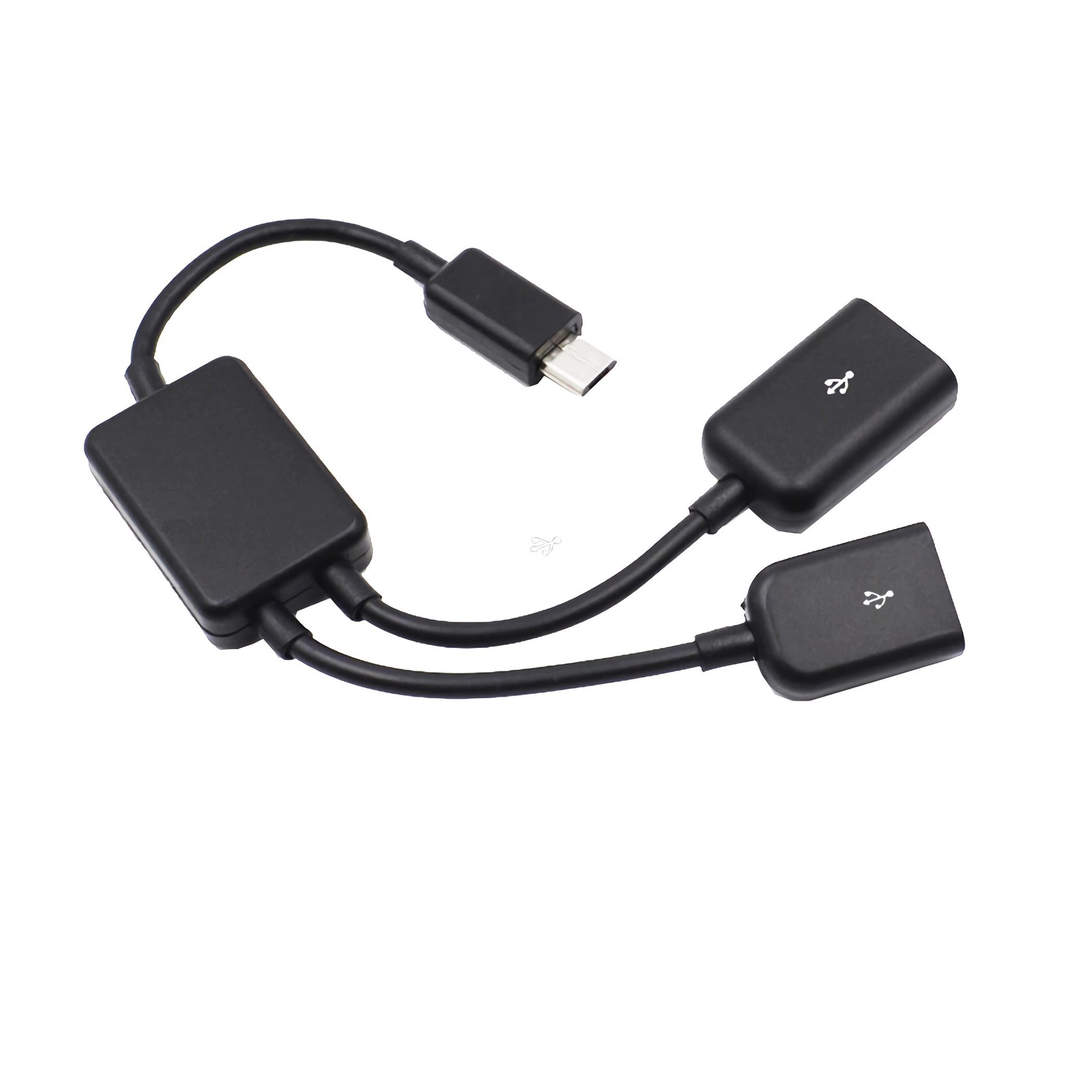 Bolwins F64 Micro USB OTG Adapter auf 2x USB-A Buchse 19cm Smartphone-Kabel, Micro-USB Stecker, 2x USB 2.0 A (19 cm), OTG Funktion, Plug and Play