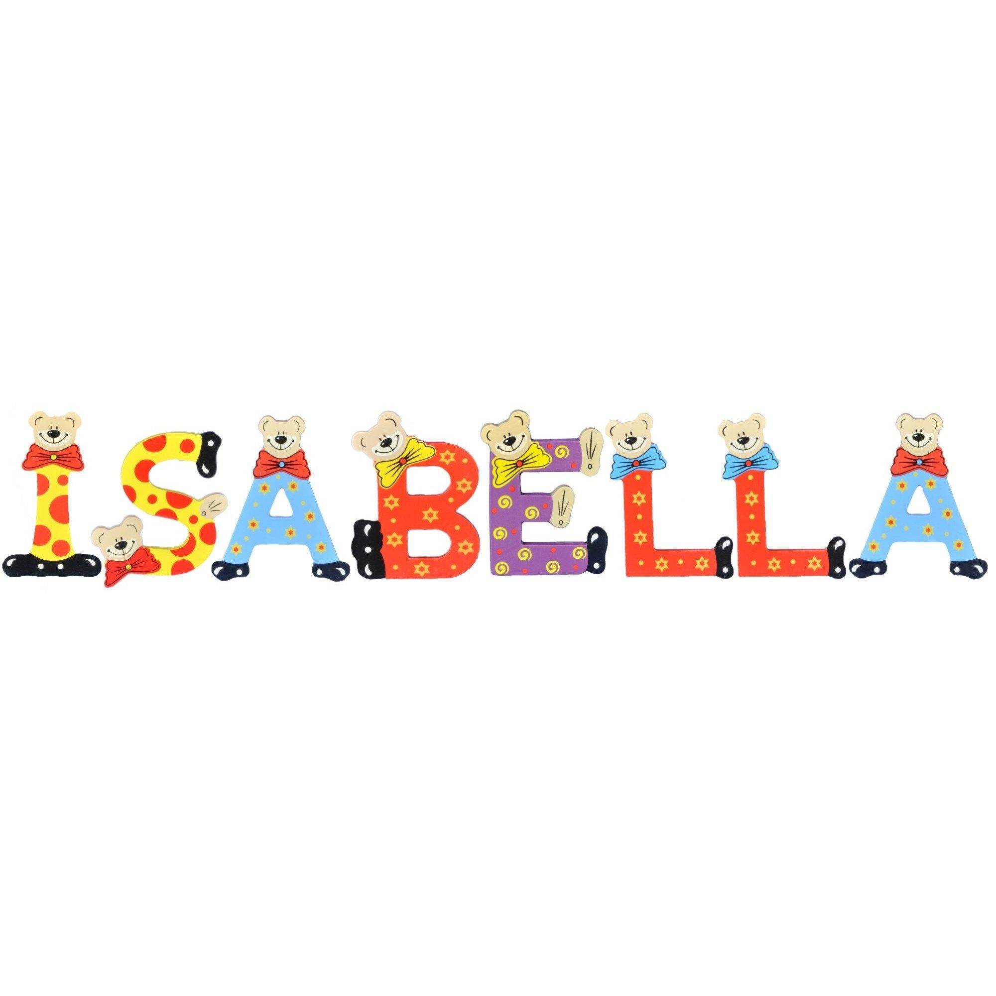 Namen-Set, ISABELLA St), Kinder Deko-Buchstaben - (Set, 8 Holz-Buchstaben Playshoes sortiert