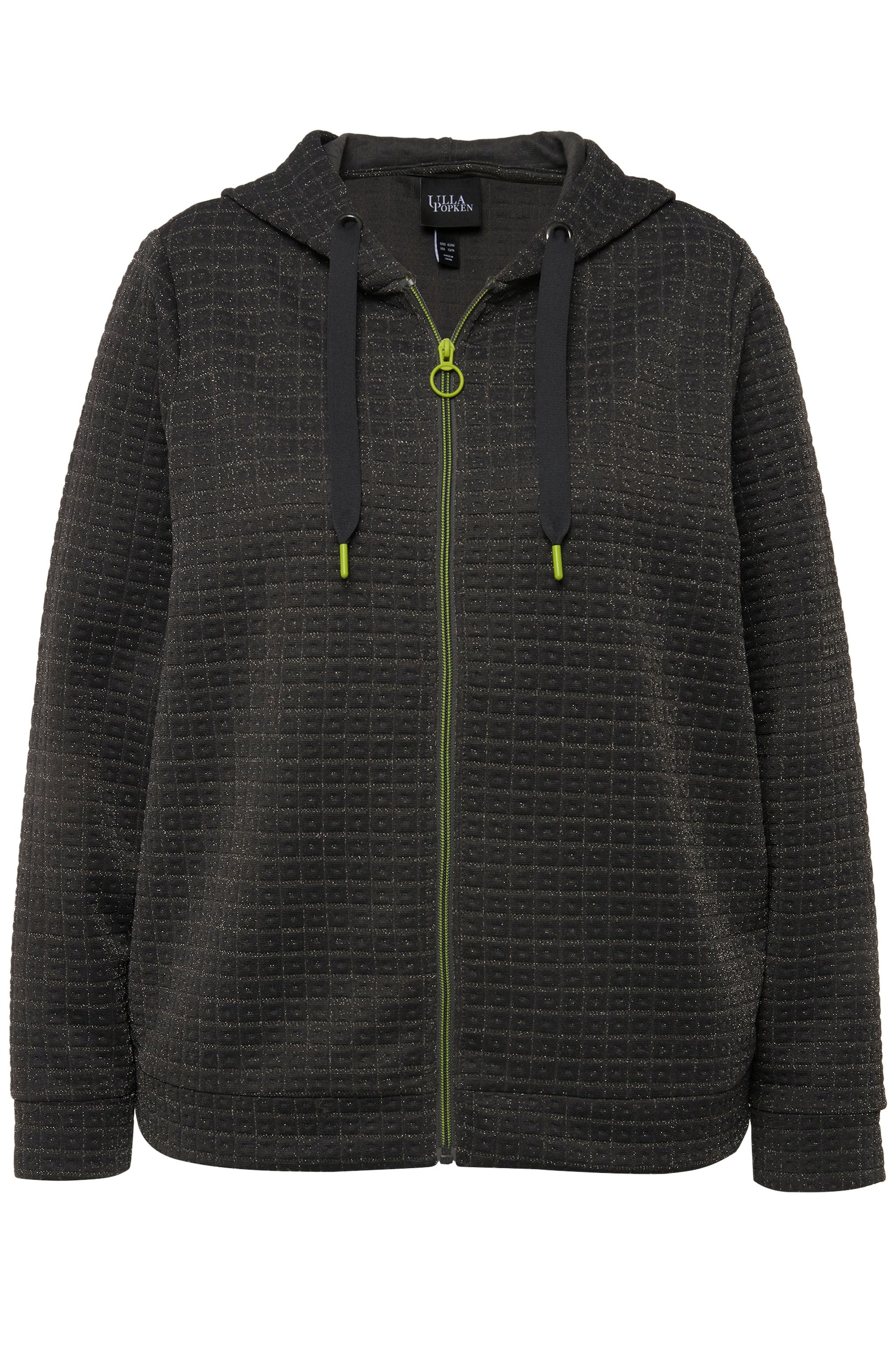 Ulla Popken Sweatjacke Kapuzenjacke Metallic-Effekt Struktur günstig online kaufen