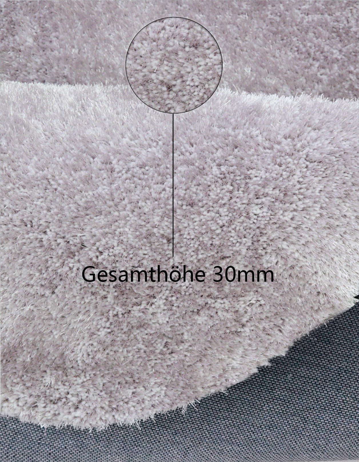 Bruno Banani Hochflor-Bettumrandung Dana Teppich, Kundenliebling, Höhe 30 mm, (3-tlg), unifarben, Mikrofaser, pflegeleicht, Bettvorleger, Schlafzimmer – Bild 4 von 5