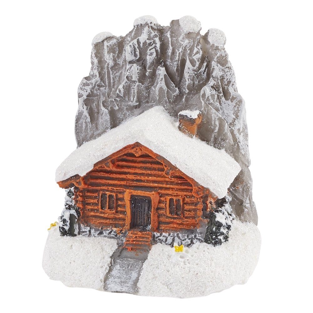 4cm, Polyresinfigur Dekofigur Berghütte winterlich, HobbyFun ca.
