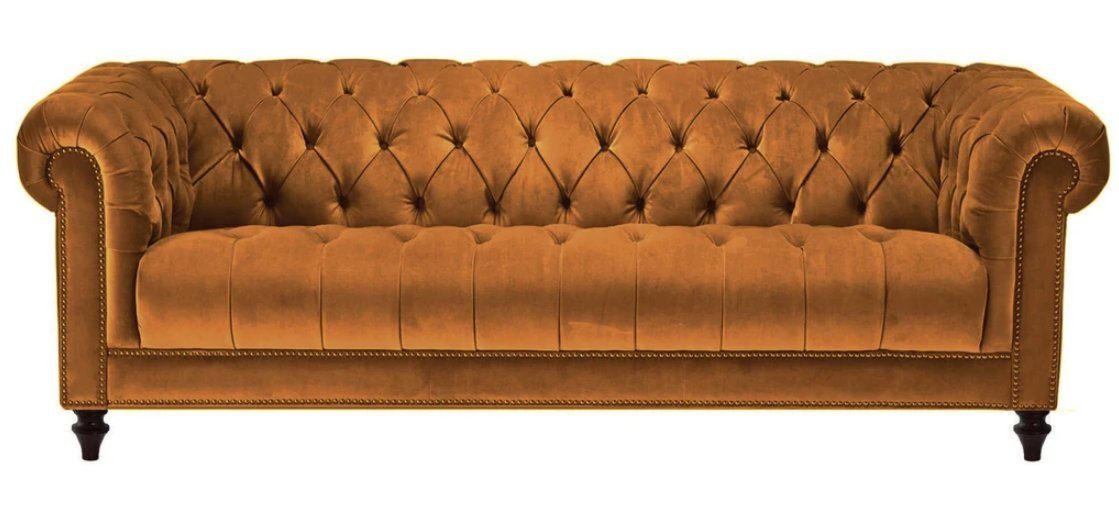 JVmoebel Chesterfield-Sofa Terracotta moderner Chesterfield Dreisitzer Luxus Couch Design Neu, Made in Europe
