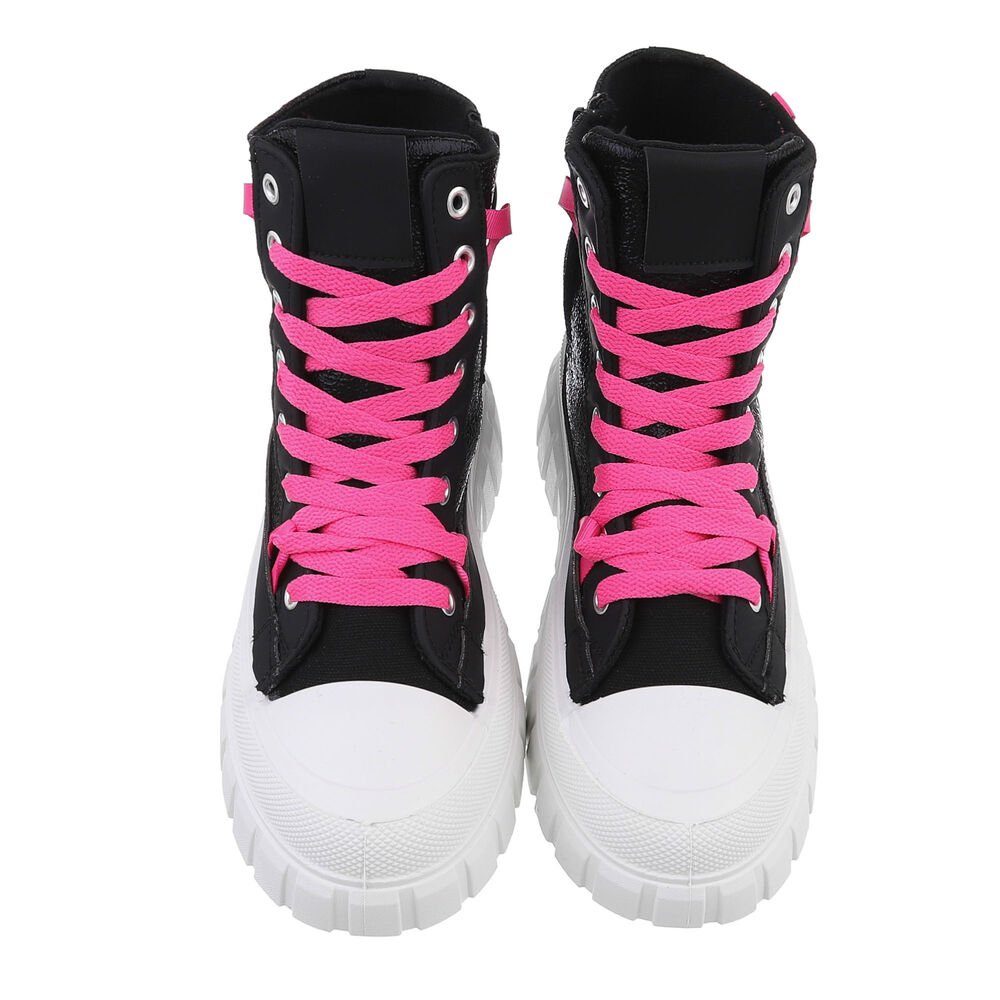 Ital-Design Damen High-Top Freizeit Sneakerboots (85255512) Flach Sneakers High in Schwarz – Bild 4 von 4