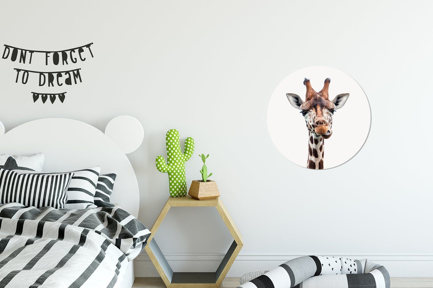 (1 MuchoWow Porträt für Kinderzimmer, Tiere St), Wandsticker Tapetenaufkleber, - Tapetenkreis Giraffe Rund, Wohnzimmer -