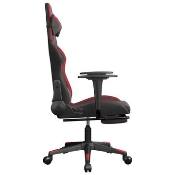 vidaXL Gaming-Stuhl Gaming-Stuhl mit Massage & Fußstütze Schwarz Weinrot Kunstleder (1 St)