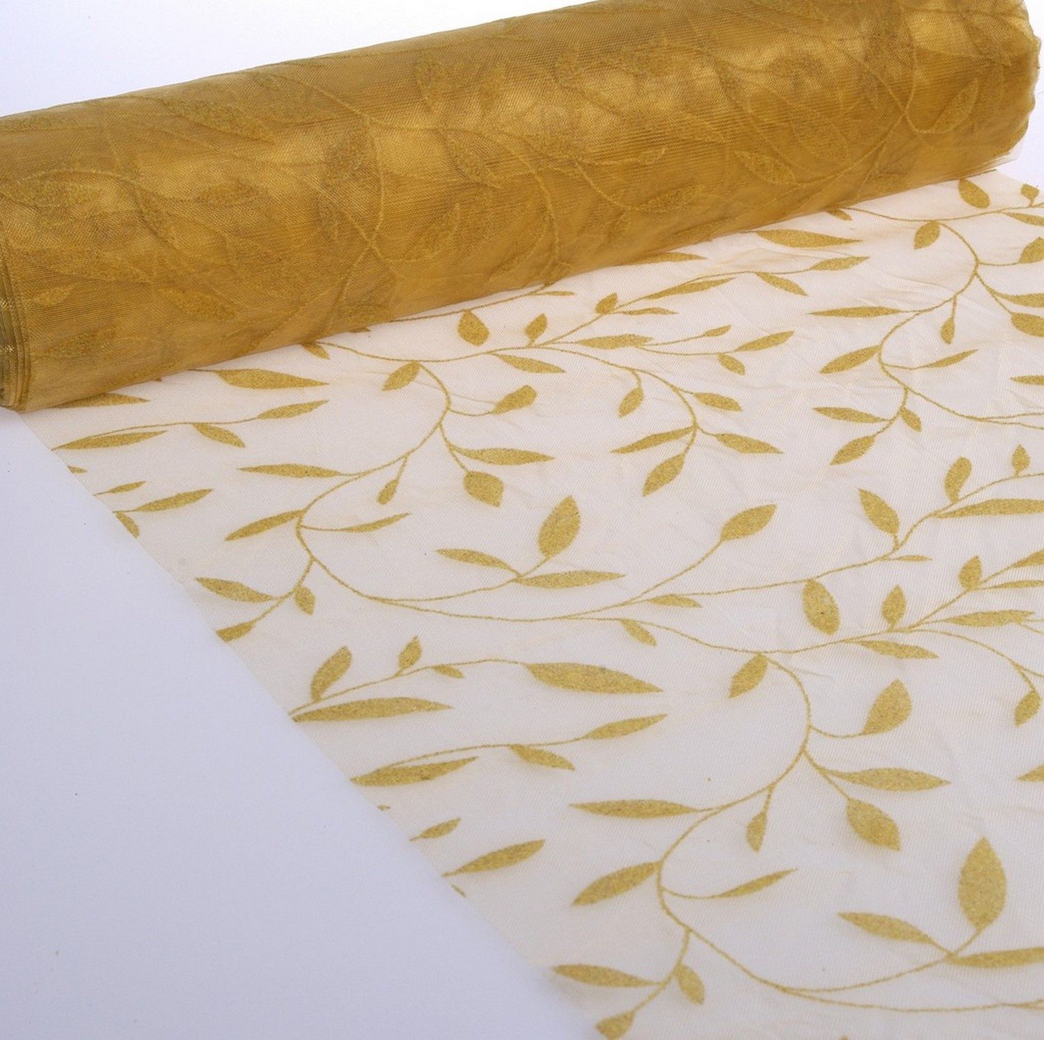 Tischläufer Tischläufer Organza ""Honey Leafes"" - 280mm - 15m - 72-280-15-55