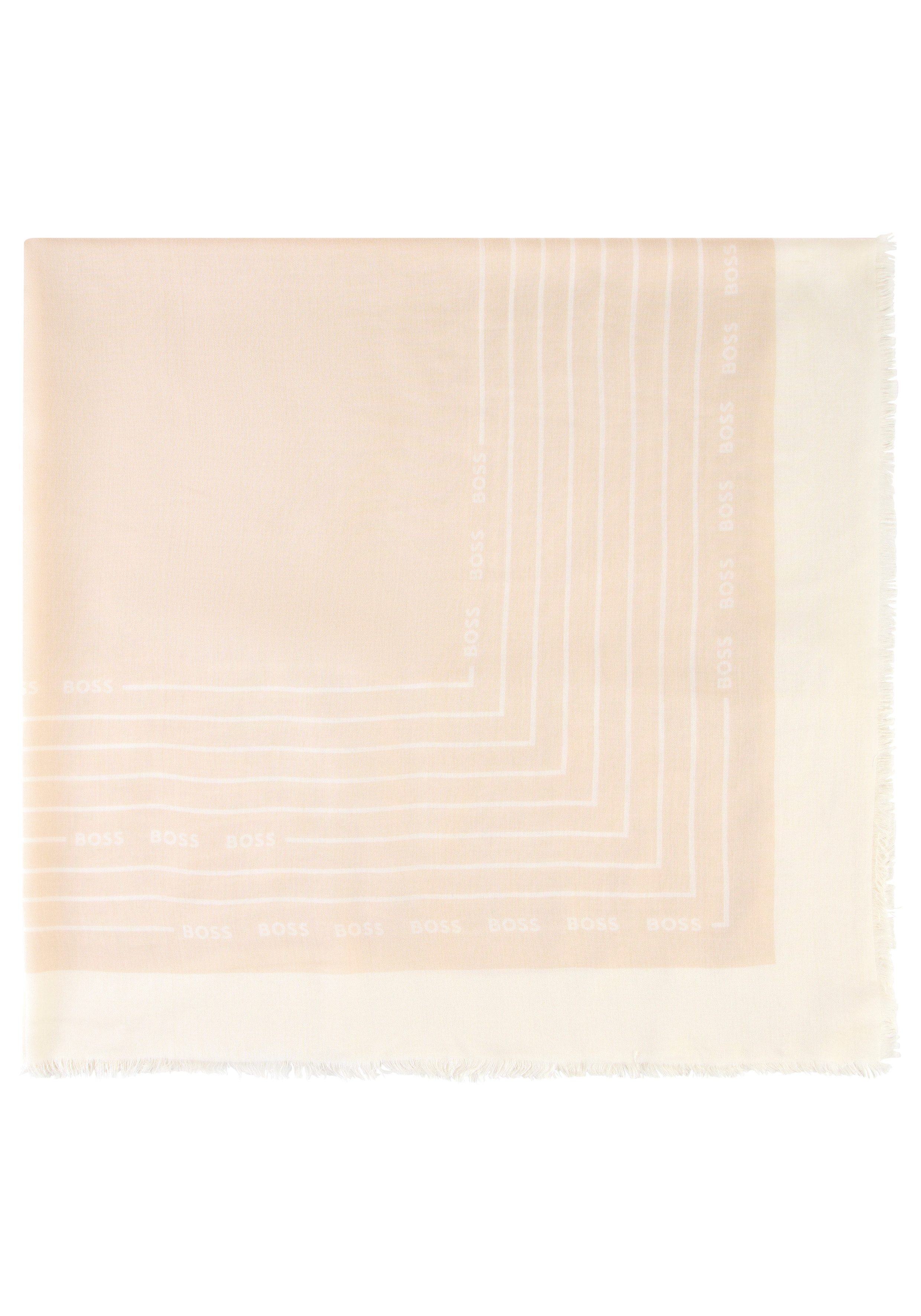 BOSS Schal Laik 120*120, mit BOSS-Logoschriftzügen, rundum kleine Fransen