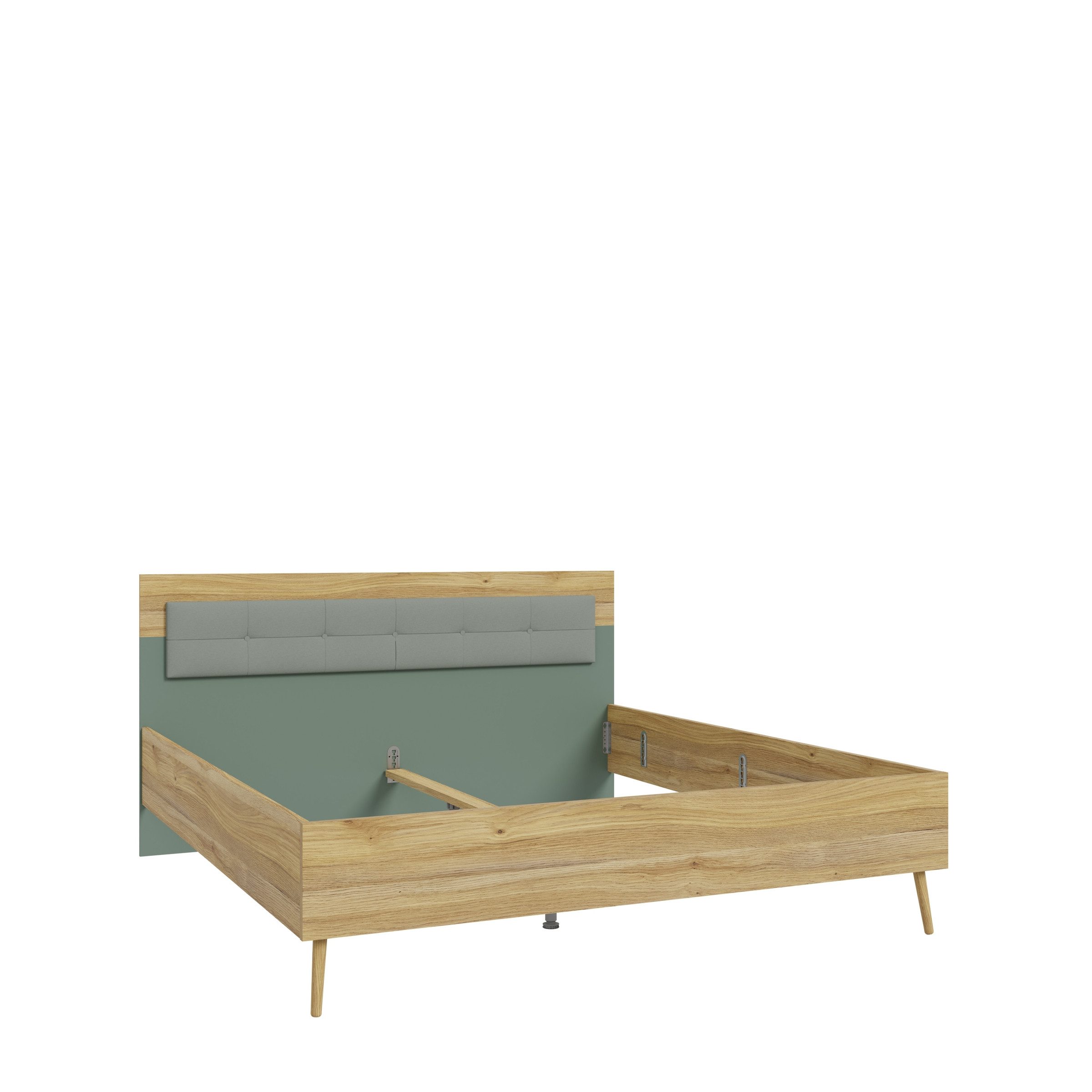 FORTE Bettgestell in Mauvella Eiche, Salbei - 187,4x99x206,8cm (BxHxT)