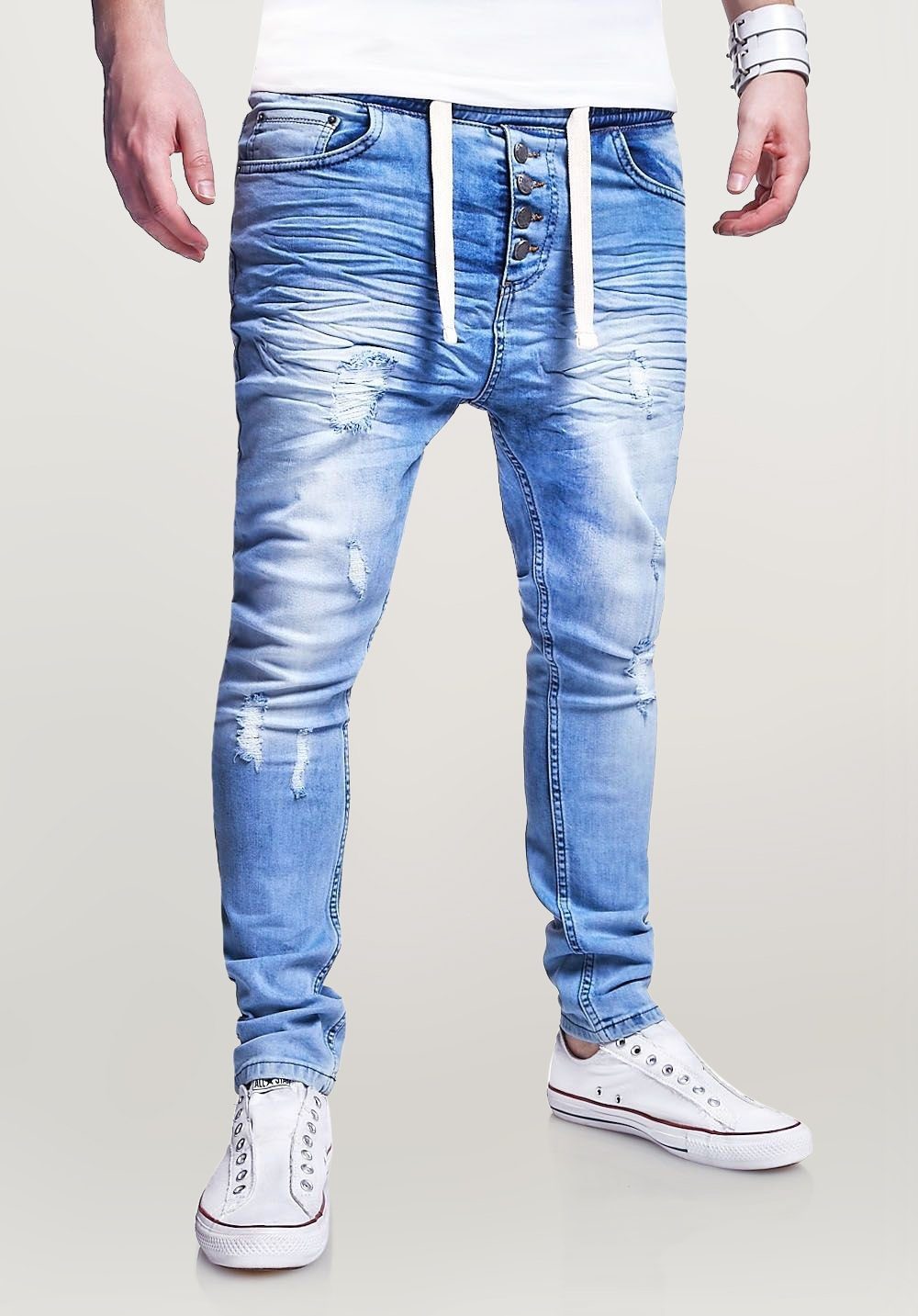 Mood coolen Jogger-Stil behype im hellblau Slim-fit-Jeans