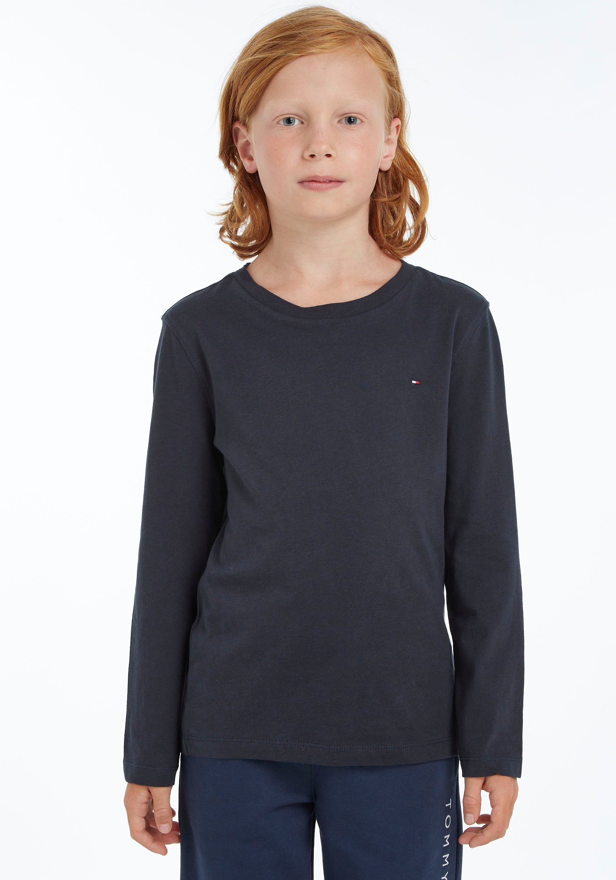 Kinder CN BOYS BASIC L/S Tommy Langarmshirt Hilfiger KNIT Jungen Kids Junior MiniMe,für