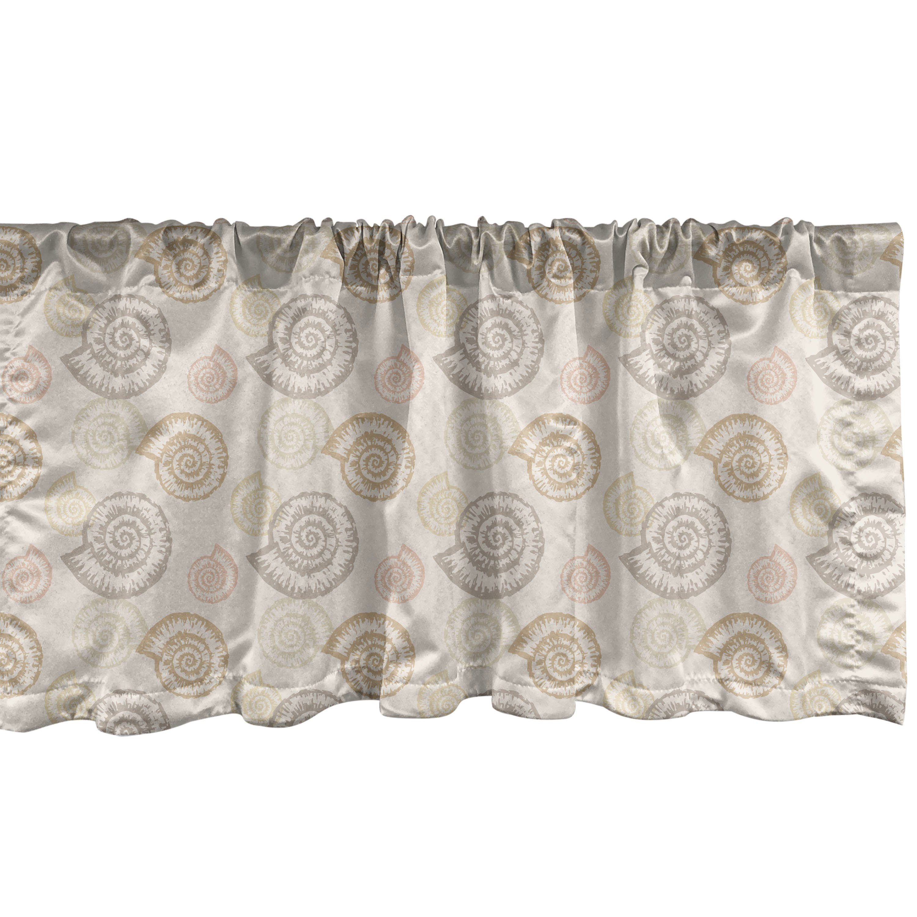 Scheibengardine Vorhang Volant für Küche Schlafzimmer Dekor mit Stangentasche, Abakuhaus, Microfaser, Nautisch Spiral Ammoniten Shells