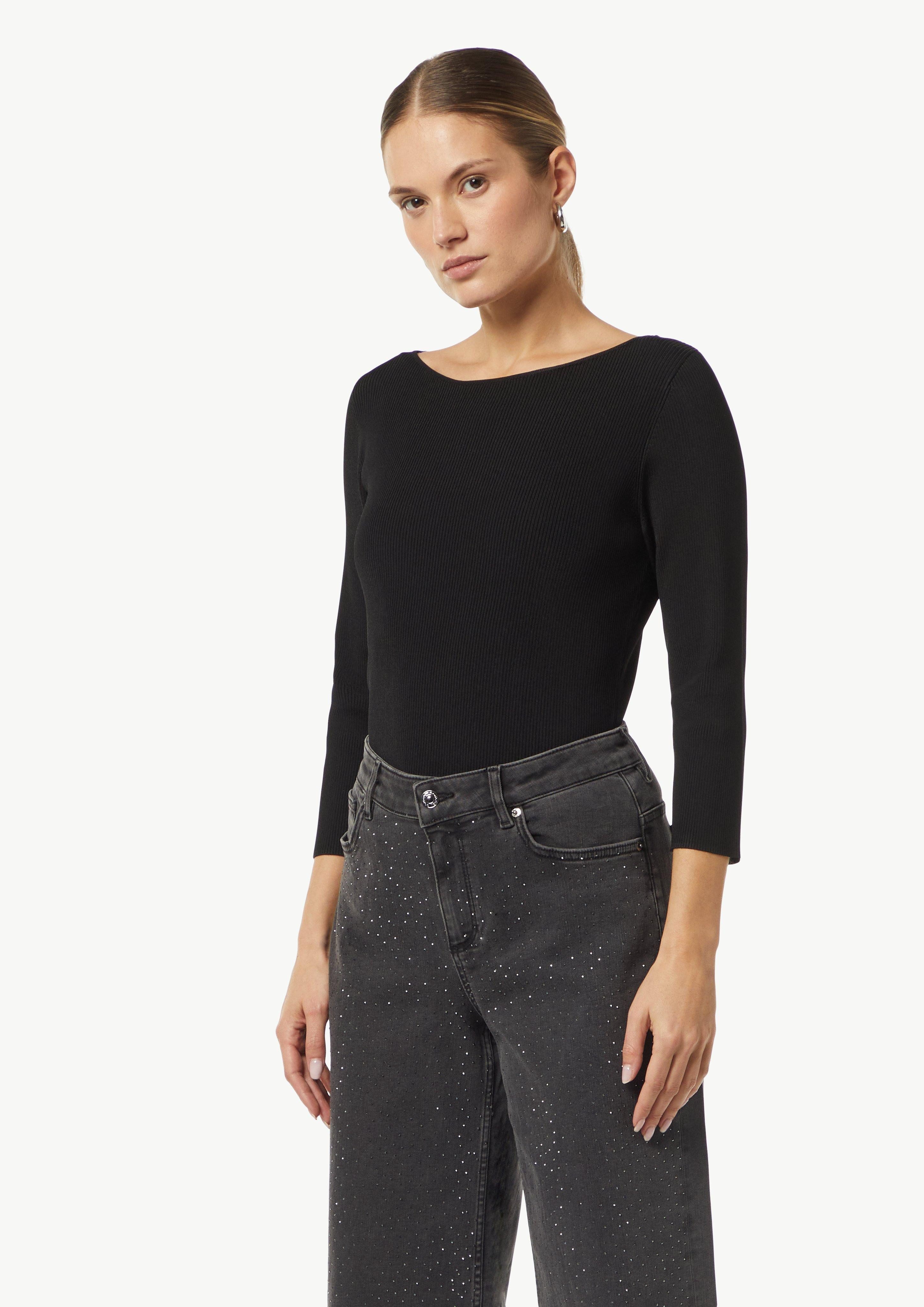 3/4 Arm-Pullover Schmaler Strickpullover mit 3/4-Arm