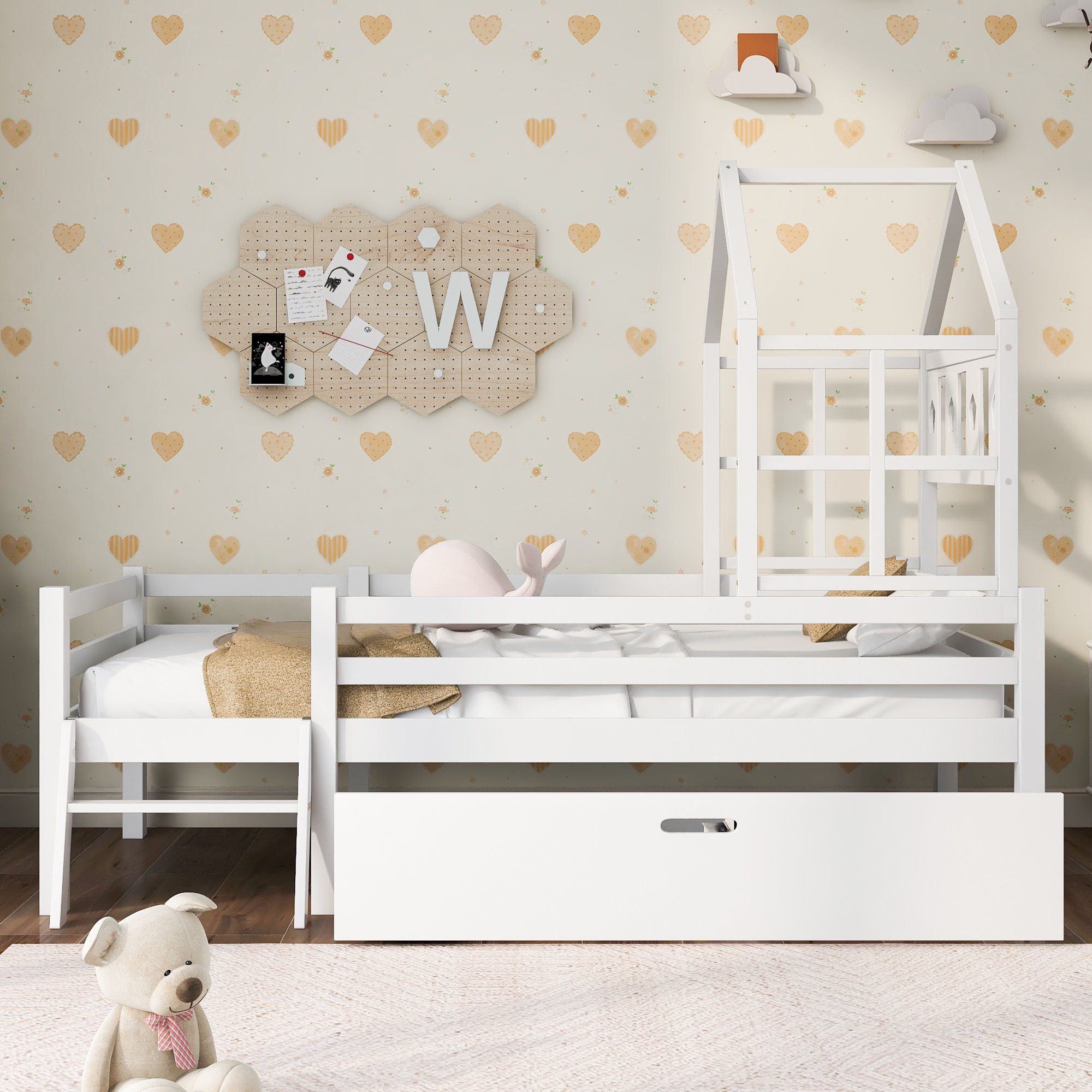 BlingBin Kinderbett Hausbett Hochbett mit Schubladen günstig online kaufen
