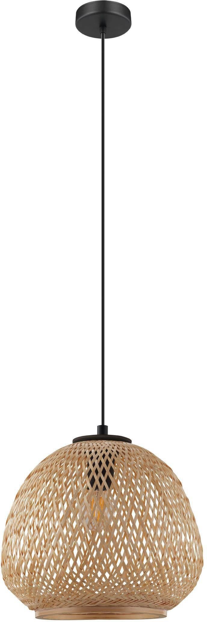 EGLO Hängeleuchte DEMBLEBY Hängelampe, exkl. Leuchtmittel E27, Hygge, ohne Leuchtmittel, Pendelleuchte, Wohnzimmerlampe, Esstischlampe, geflochten, 110x32cm