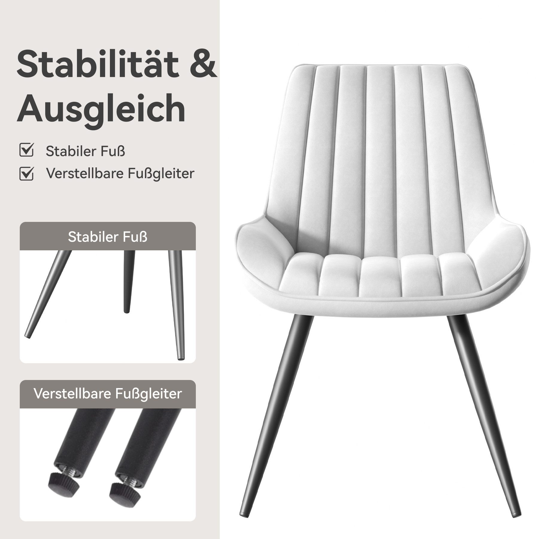 HawthyHome Esszimmerstuhl bequeme Polsterstühle Küchenstuhl (4 St), mit Rückenlehne und Metallbeine – Bild 5 von 5