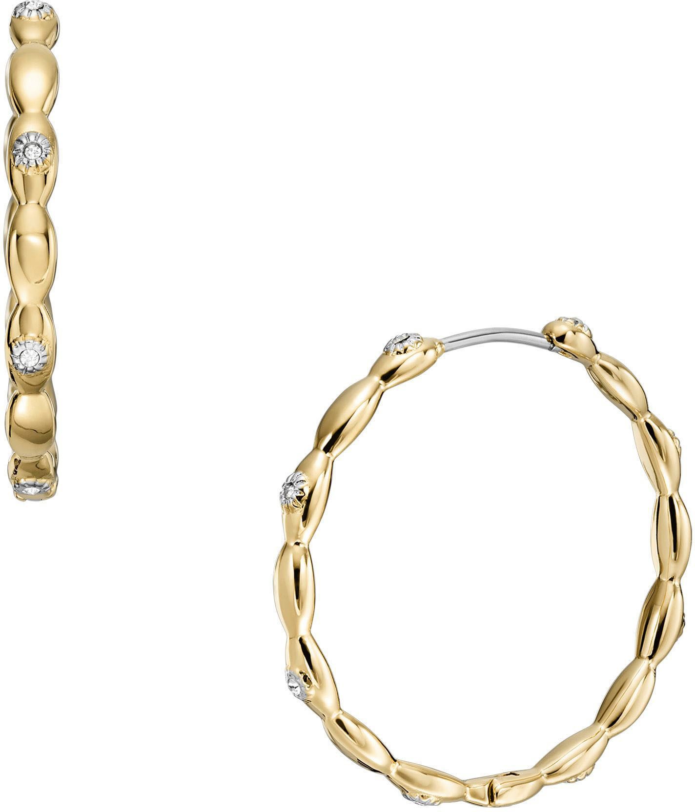 Fossil Paar Creolen Schmuck Geschenk Edelstahl Ohrringe Sutton, mit Glasstein