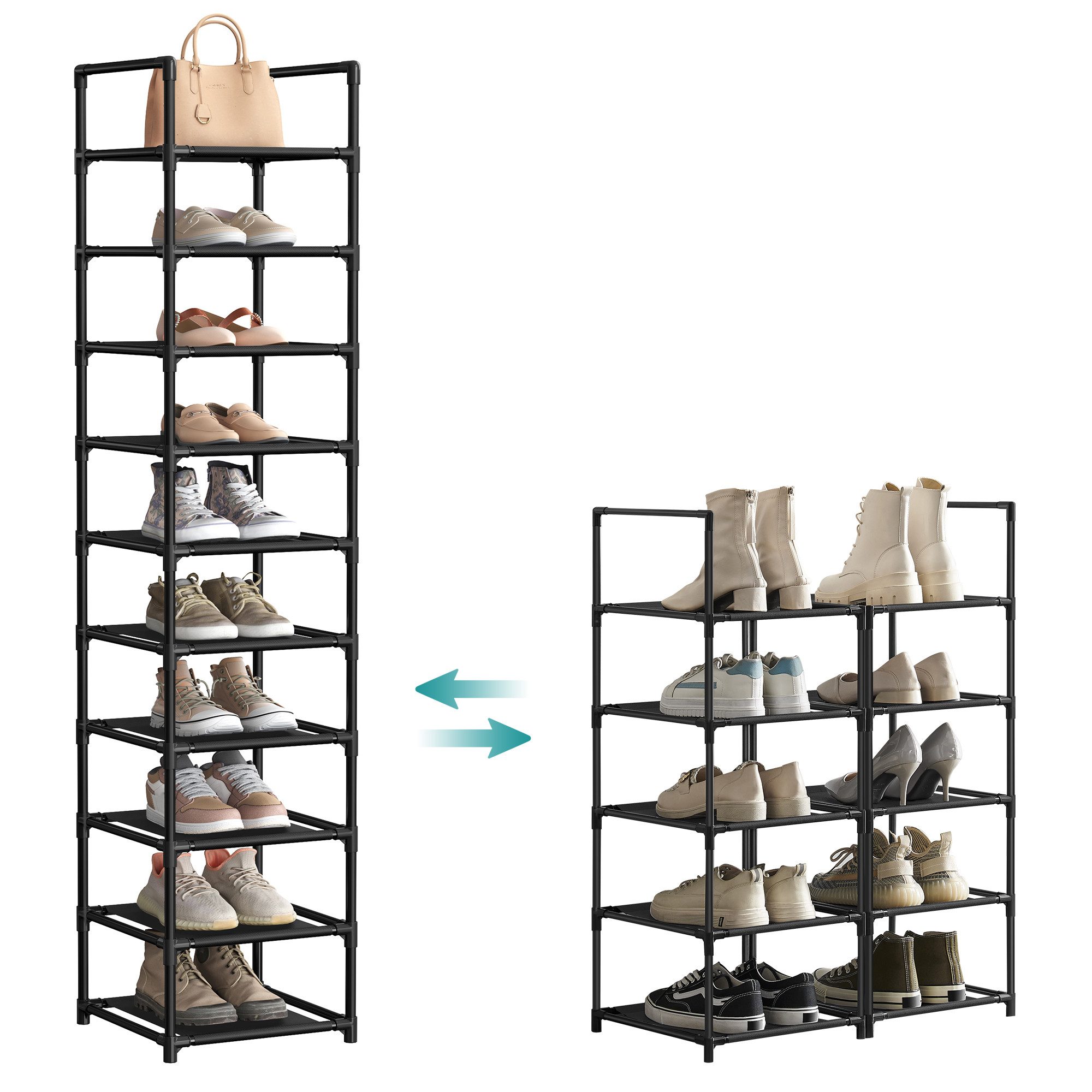 SONGMICS Schuhregal Schuhschrank, für 20 Paar Schuhe und Stiefel, mit 10 Eb günstig online kaufen