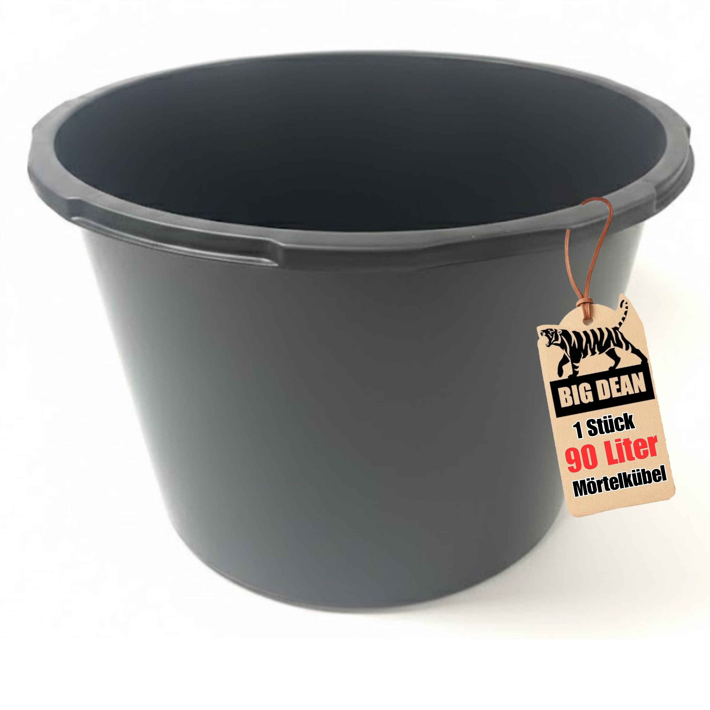 BigDean Mörtelkübel 90 Liter, Schwarz, Kunststoff, Made in Poland, UV-beständig, Stapelbar, (Stück, 1-tlg., Mörteleimer), Verstärkter Rand, ergonomische Griffmulden, UV-beständig
