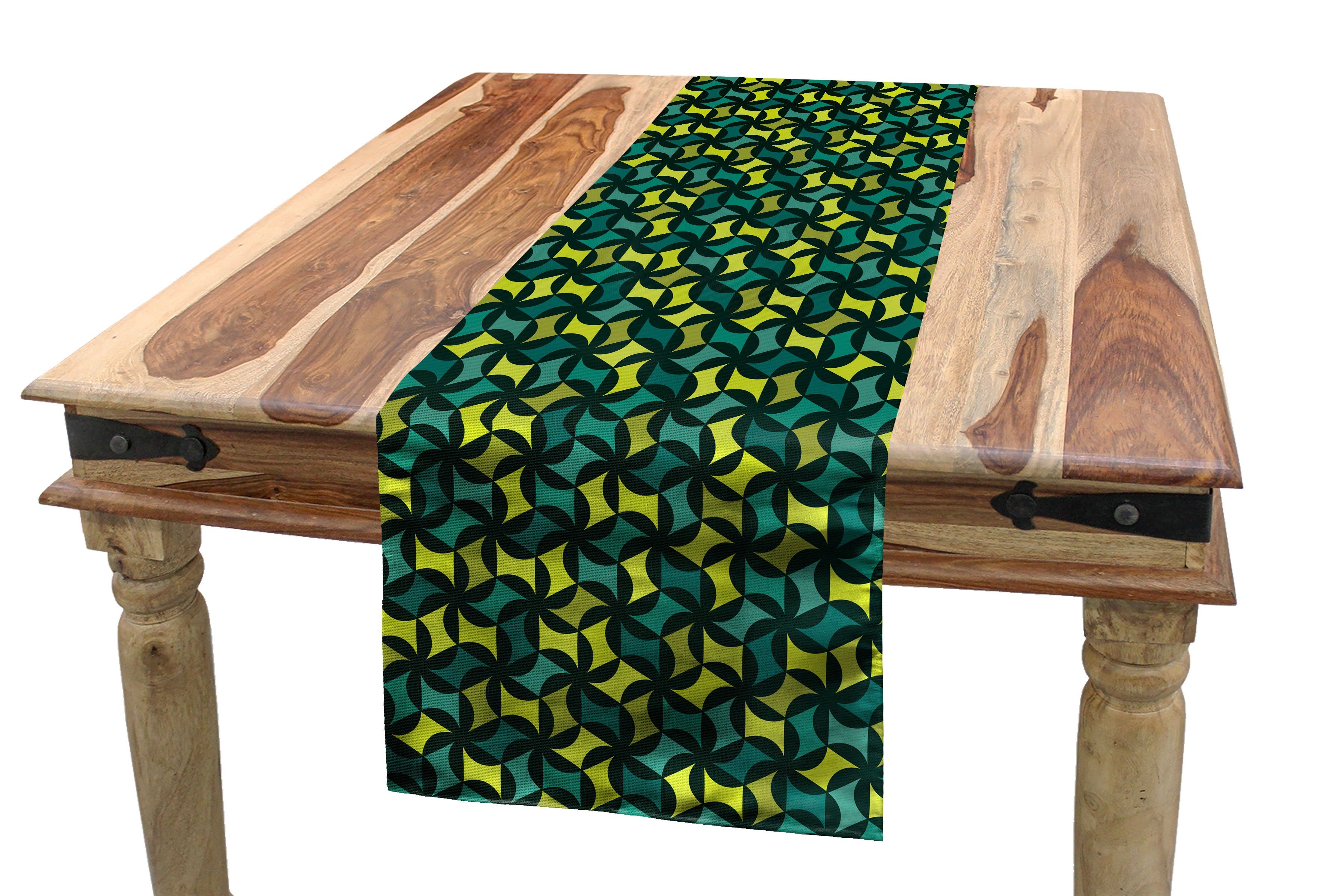 Abakuhaus Formen Dekorativer Tischläufer Grün Abstrakt Esszimmer getönte Küche Rechteckiger Tischläufer,