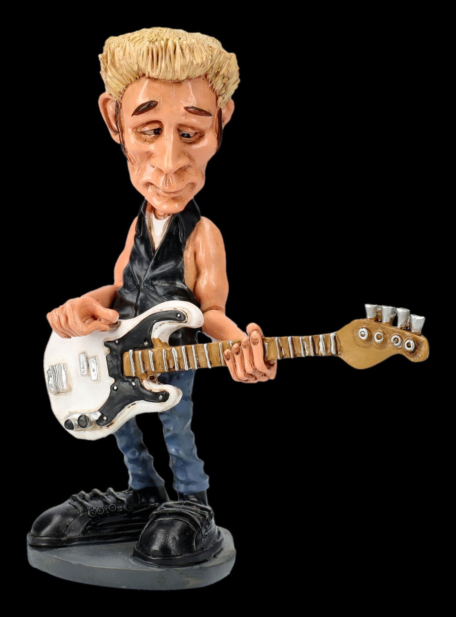 Figuren Shop GmbH Dekofigur Lustige Rockstar Figur - Bassist Mike - Rockmusiker Gitarrist Deko