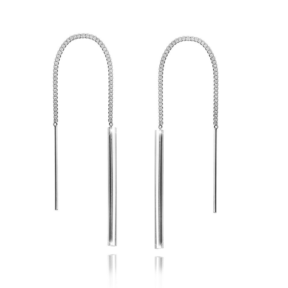 Materia Paar Ohrhänger Damen Durchzieher Stäbchen Lang SO-225, 925 Sterling Silber