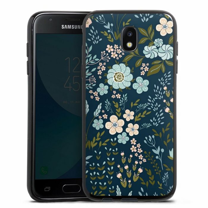 DeinDesign Handyhülle Blumen Muster Blau Floral Autumn 4 Samsung Galaxy J3 (2017) Silikon Hülle Bumper Case Handy Schutzhülle