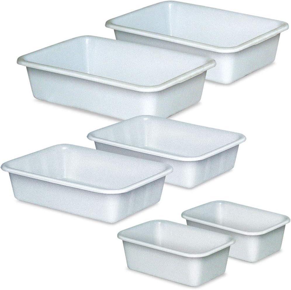 BRB-Lagertechnik Aufbewahrungsschüssel Set mit 6 Kunststoffwannen, lebensmittelecht, 2x 12/2x 25/2x 40 Liter, Polyethylen-Kunststoff (PE-HD)