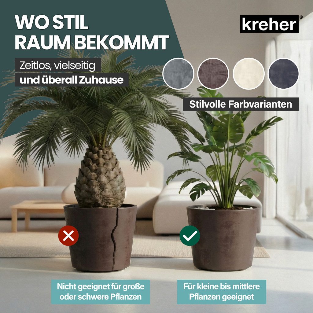Kreher Pflanzkübel 'Millennium' in Naturstein Optik, 80 Liter, rollbar (Farbe wählbar)