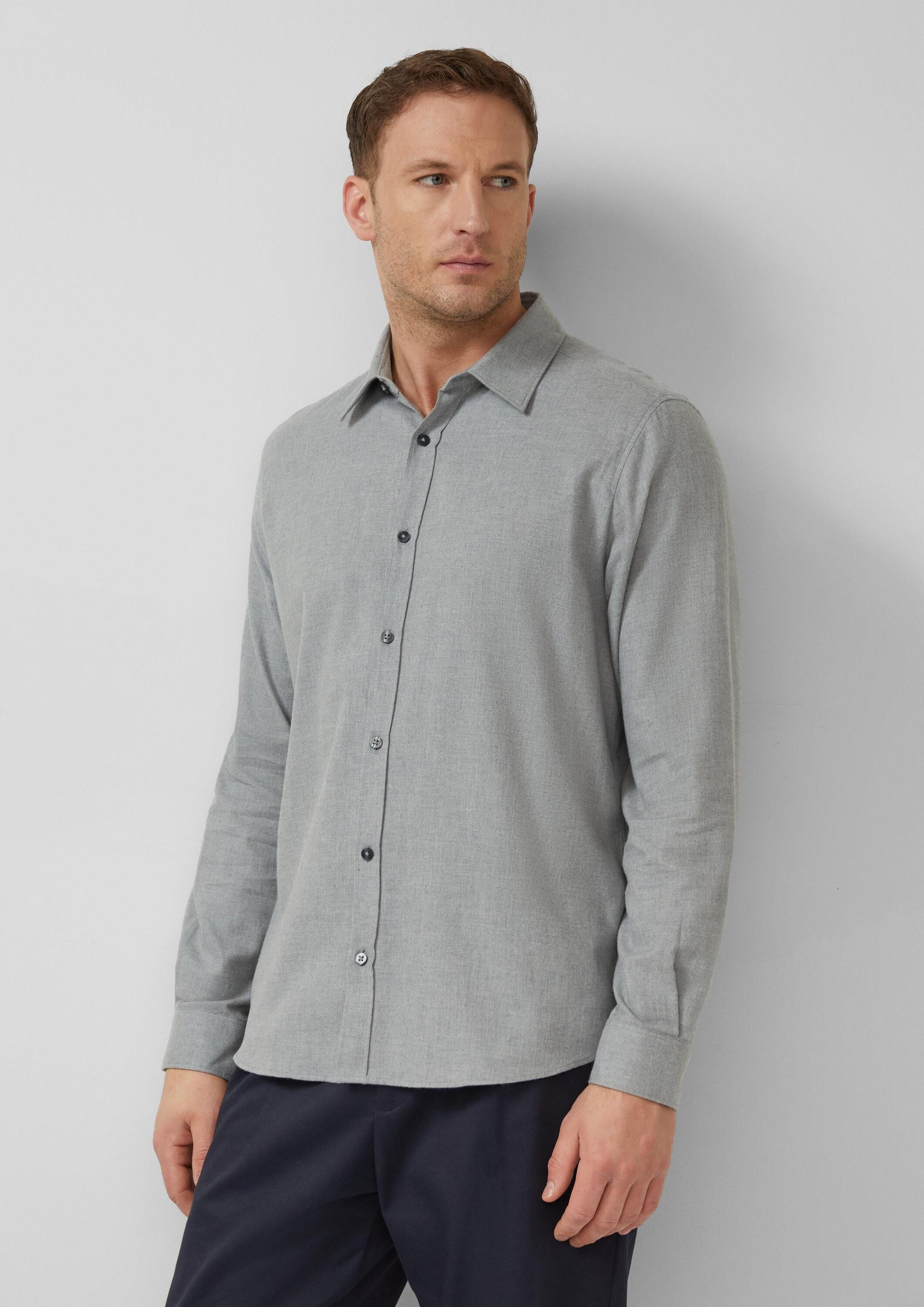 s.Oliver Langarmhemd Hemd Regular Fit: Hemd aus feinem Baumwollflanell