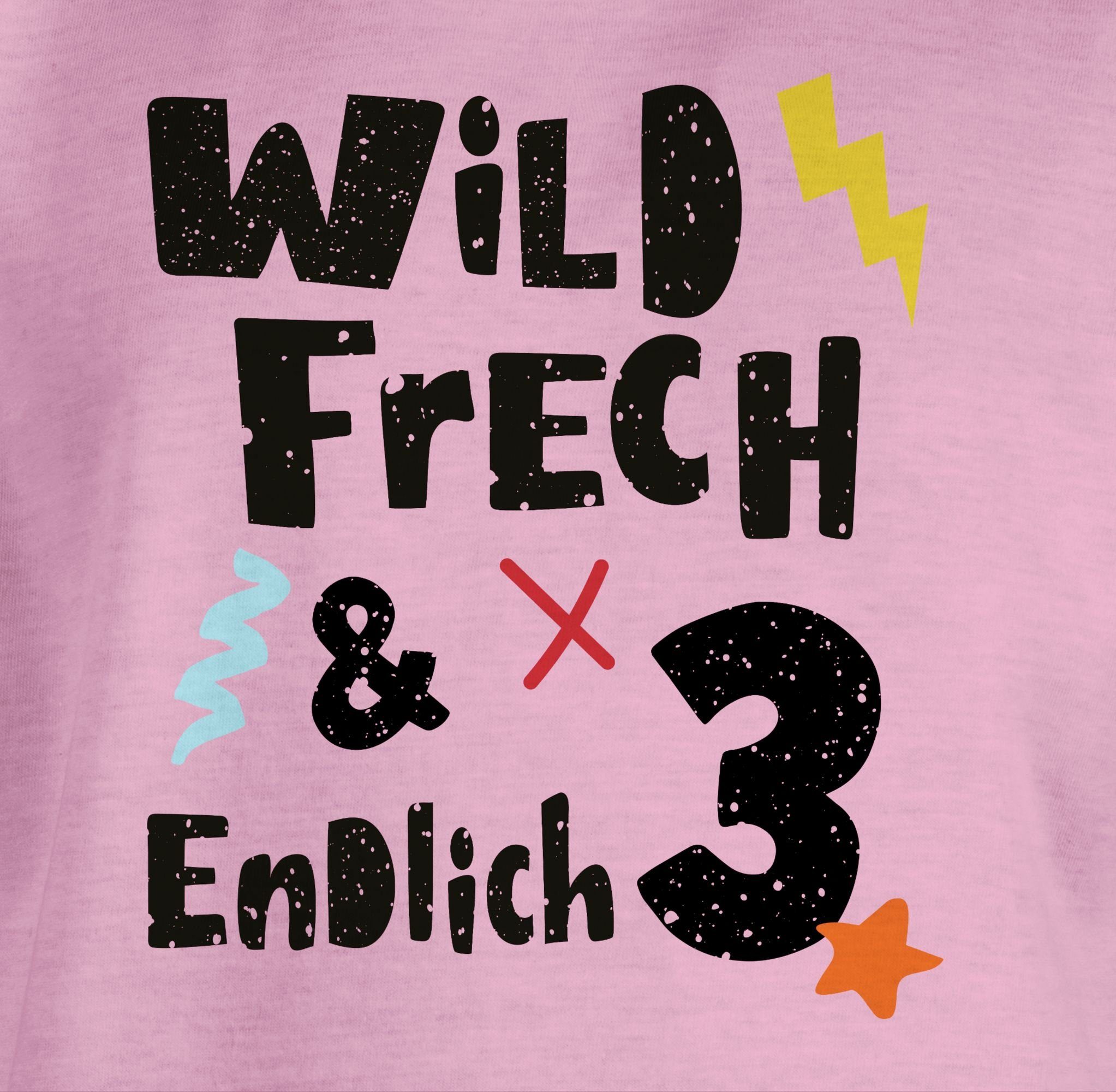 Jahre endlich Rosa 3. Wild 2 Wunderbar T-Shirt Geburtstag - drei Shirtracer und frech 3