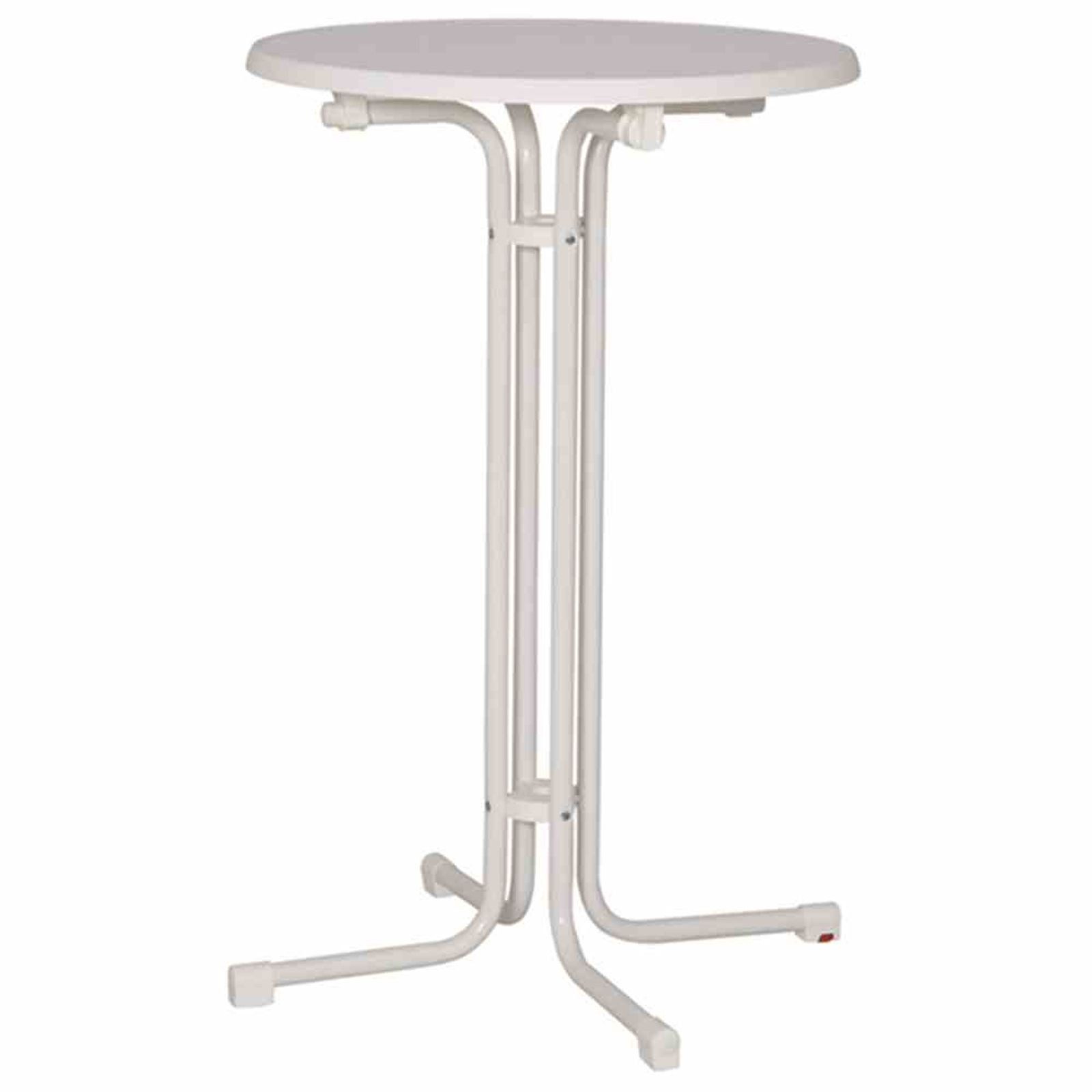 MFG Freizeitmöbel Gartentisch Stehtisch Ø 85x110 cm, weiß, klappbar Stahlrohrgestell