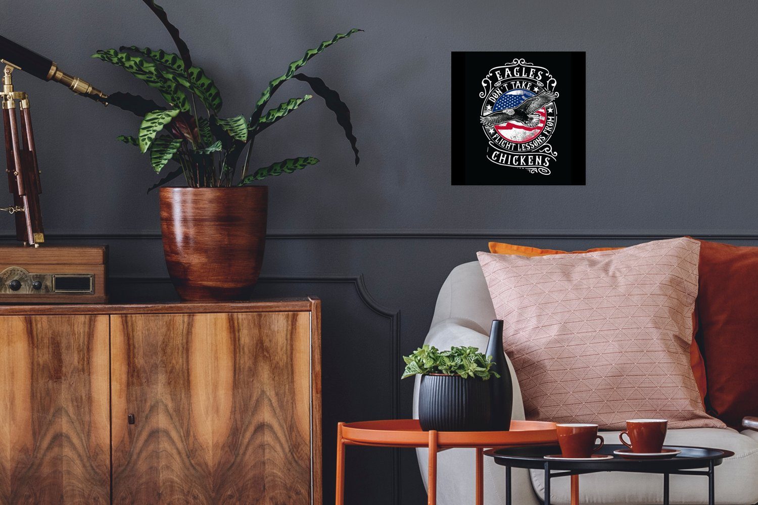 MuchoWow Poster Vogel - Flagge - Amerika - Retro, (1 St), Poster, Wandbild, Wandposter für Wohnzimmer, Ohne Rahmen