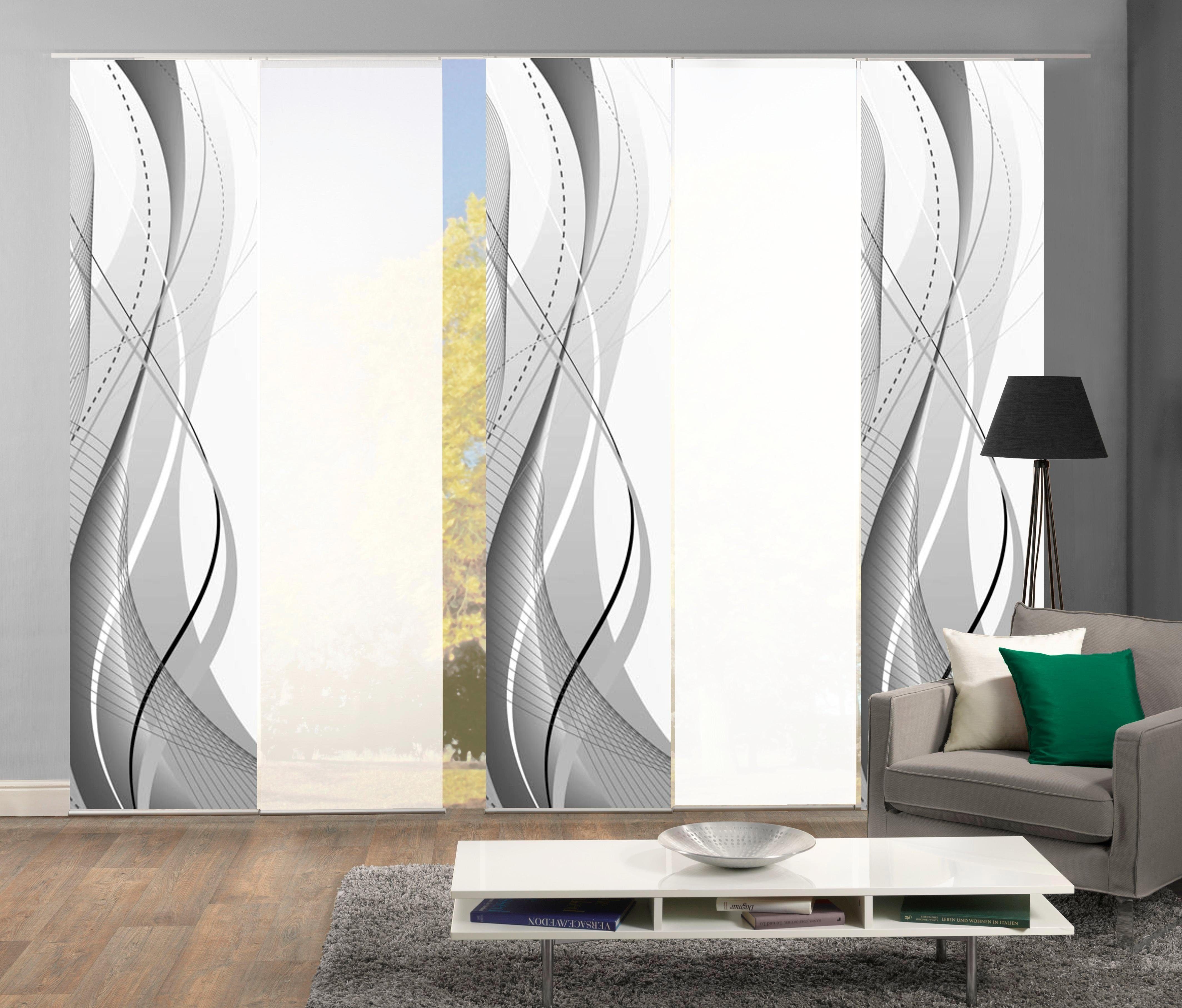 HOME WOHNIDEEN Schiebegardine WUXi (5 St), Klettband, blickdicht, HxB: 245x günstig online kaufen