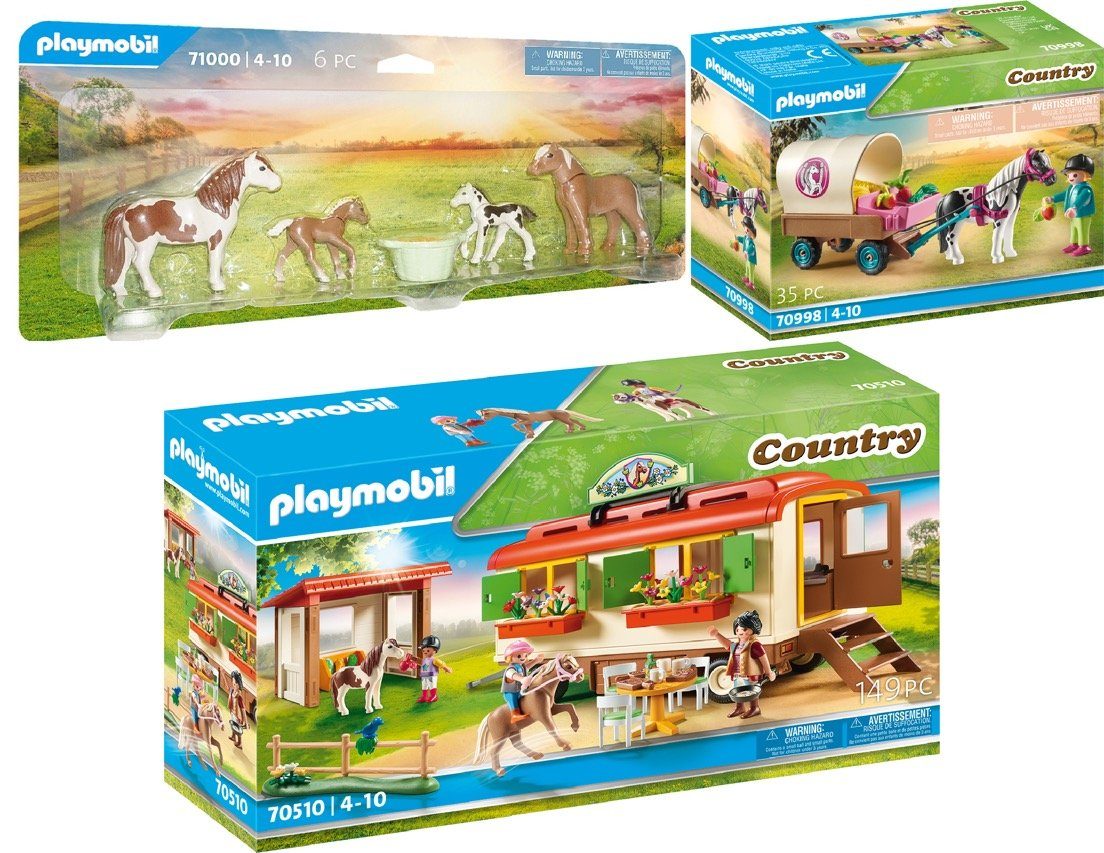 Playmobil® Konstruktions-Spielset 3er Set: 71000 2x Island Ponys mit Fohlen  + 70998