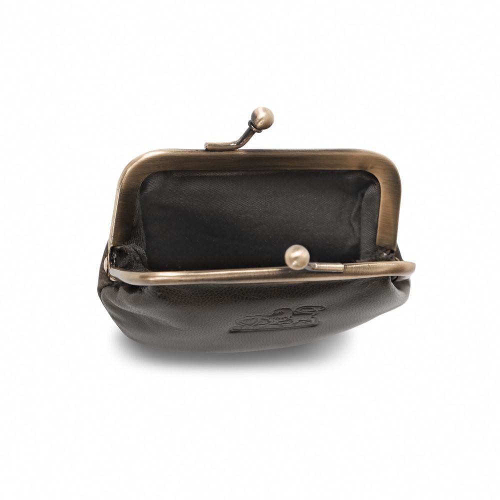 BRANCO Mini Geldbörse Retro Geldbeutel, Bügelbörse, Damen, Leder, Schwarz-Grün, Branco 79766