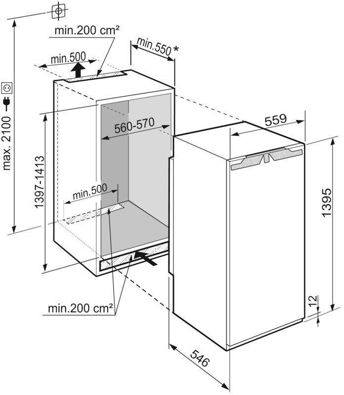 139,5 hoch, Einbaukühlschrank Garantie Liebherr IRBd breit, inklusive cm 4570_991622351, 56 Jahre 4 cm