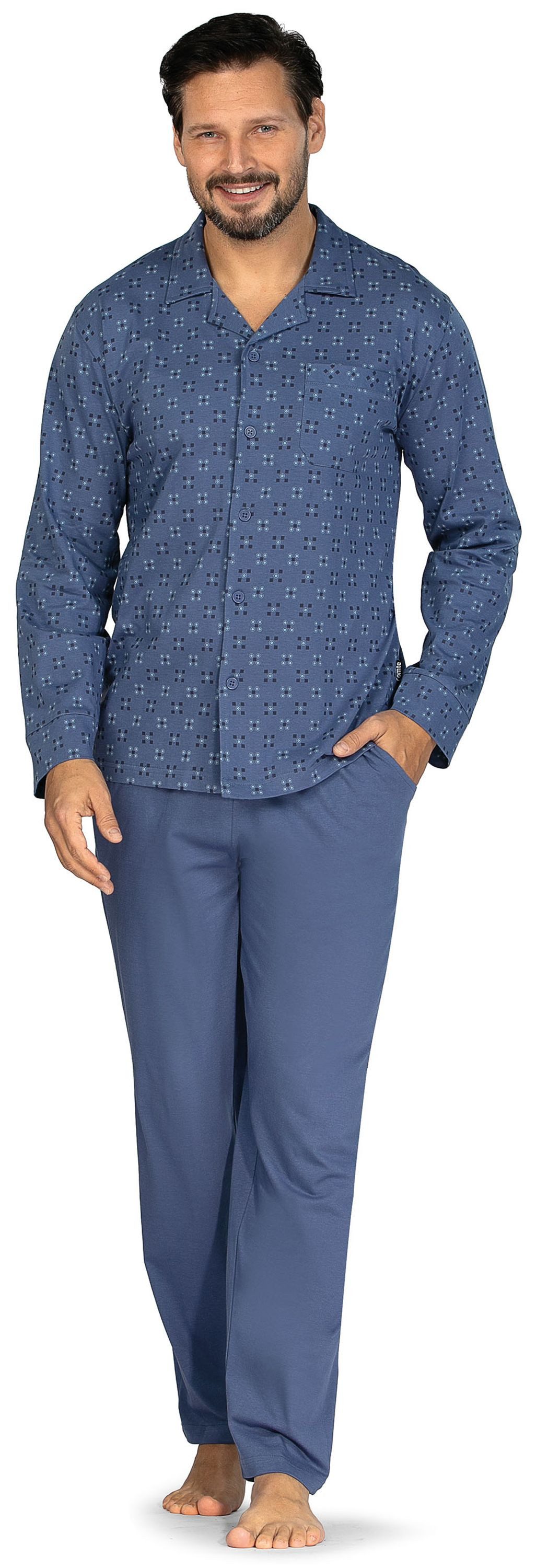 Comte Schlafanzug Gentle Frost (Set, 2 tlg., 2-teilig) Herren Pyjama lang Langarm Baumwolle geknöpft große Größen