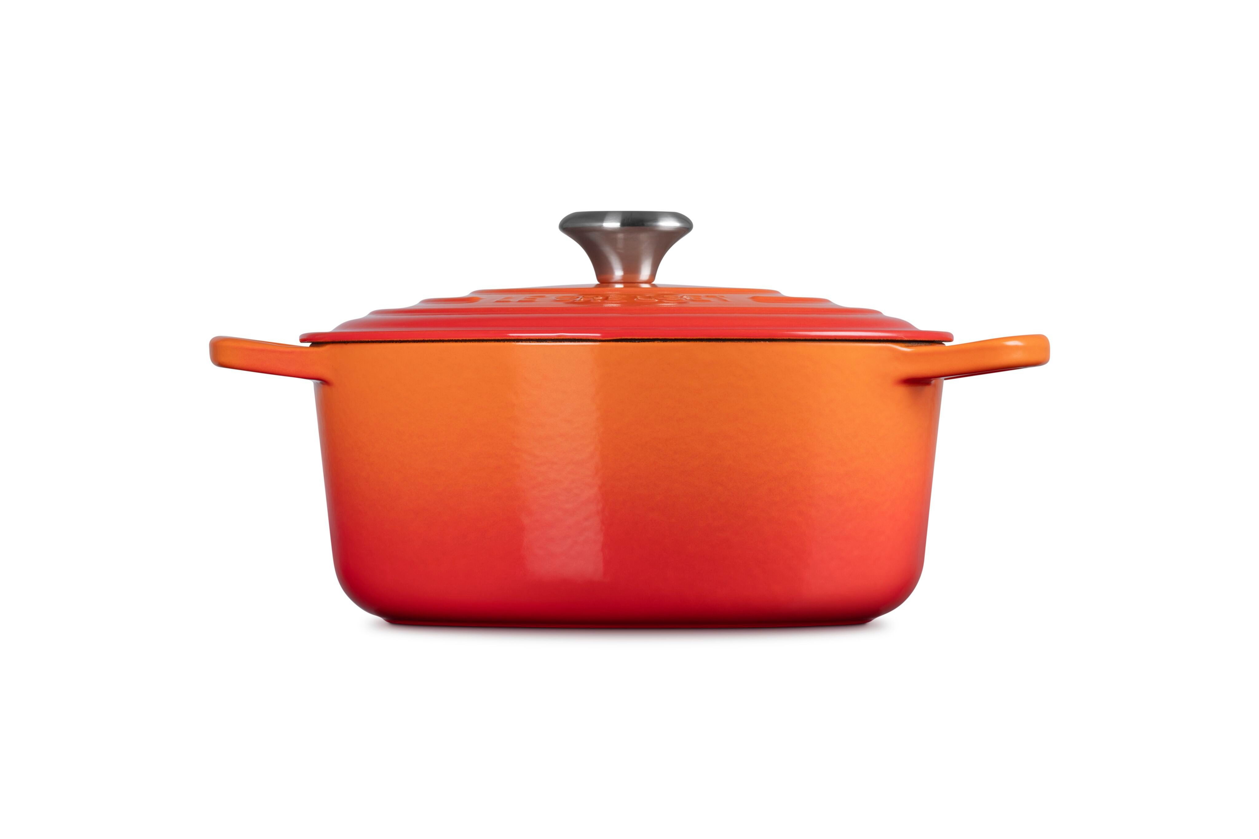 LE CREUSET Bräter Signature Gusseisen-Bräter, Gusseisen, Rund, Ø 26 cm, 4,2 l, 5,14 kg, Ofenrot, 21177260902430