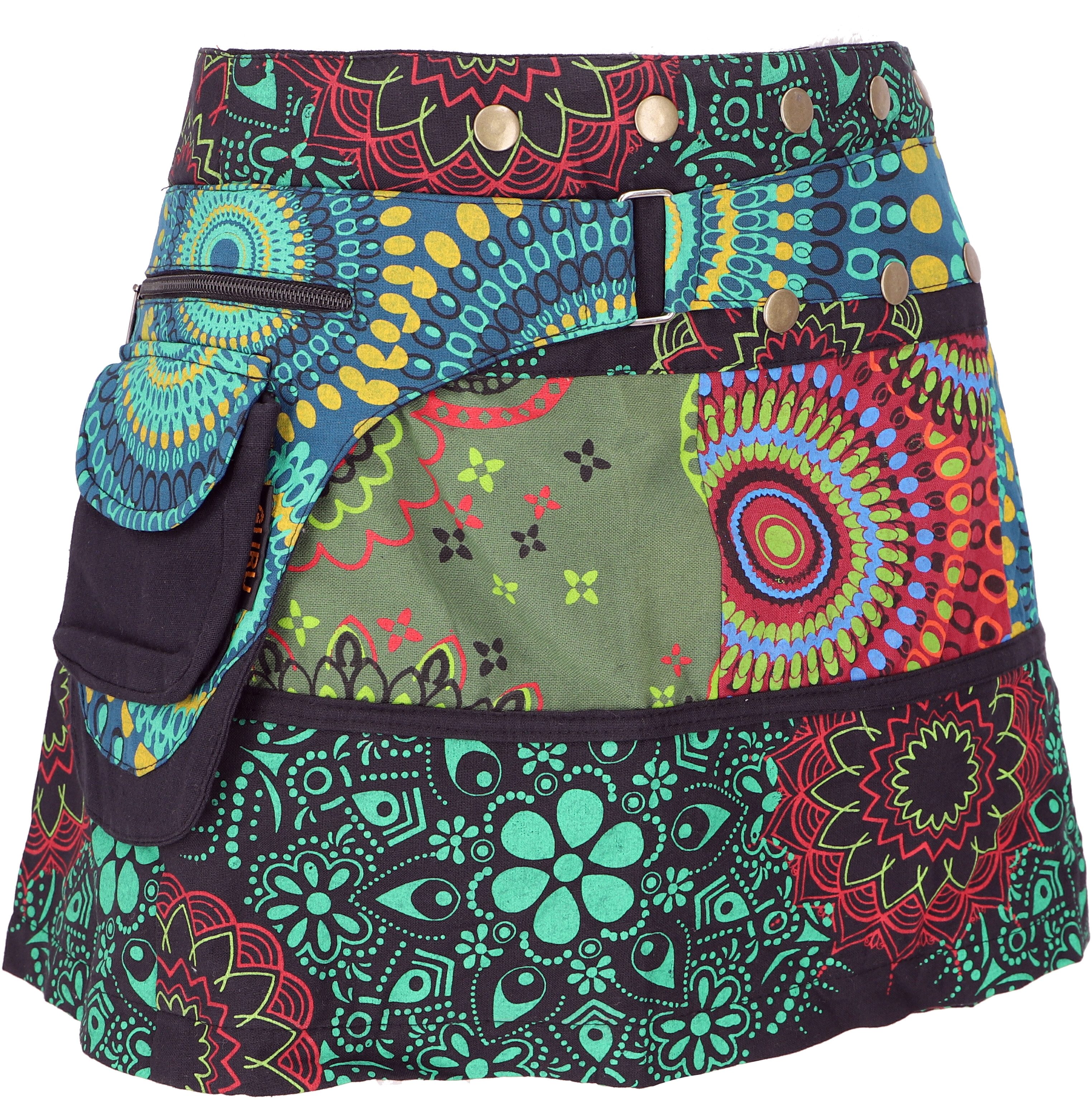 Guru-Shop Minirock Wickelrock, kurzer Patchwork Goa günstig online kaufen