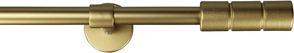 Gardinenstange STAURA, GARESA, Ø 16 mm, 1-läufig, Wunschmaßlänge, mit Bohren,  verschraubt, Metall, Vorhanggarnitur, verlängerbar, Knopf mit 2 Rillen, ohne  Ringe