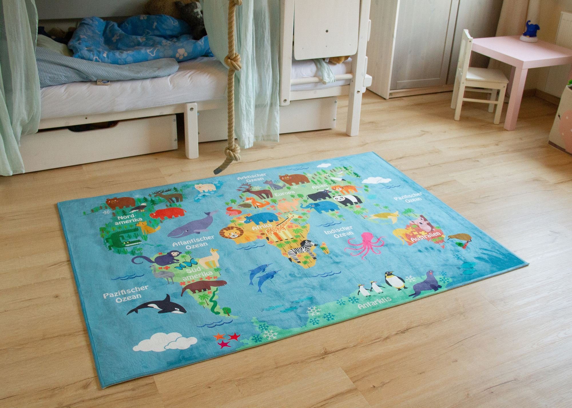 Kinderteppich Sweet Dreams Weltkarte, Steffensmeier, Rechteckig,  Kinderteppich, Kinderzimmer