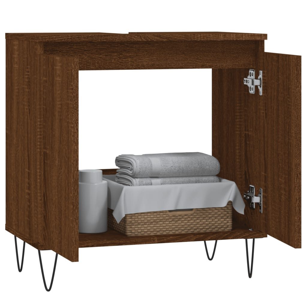 vidaXL Badkommode, Badschrank Braun Eichen-Optik 58x33x60 cm Holzwerkstoff