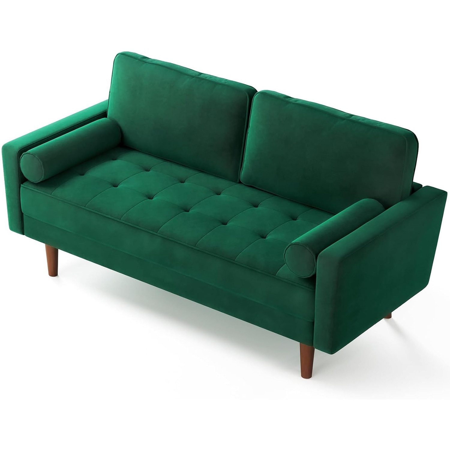 2-Sitzer mit 2 Wurfkissen und Armlehne,Samt Couch für Wohnzimmer/Schlafzimmer