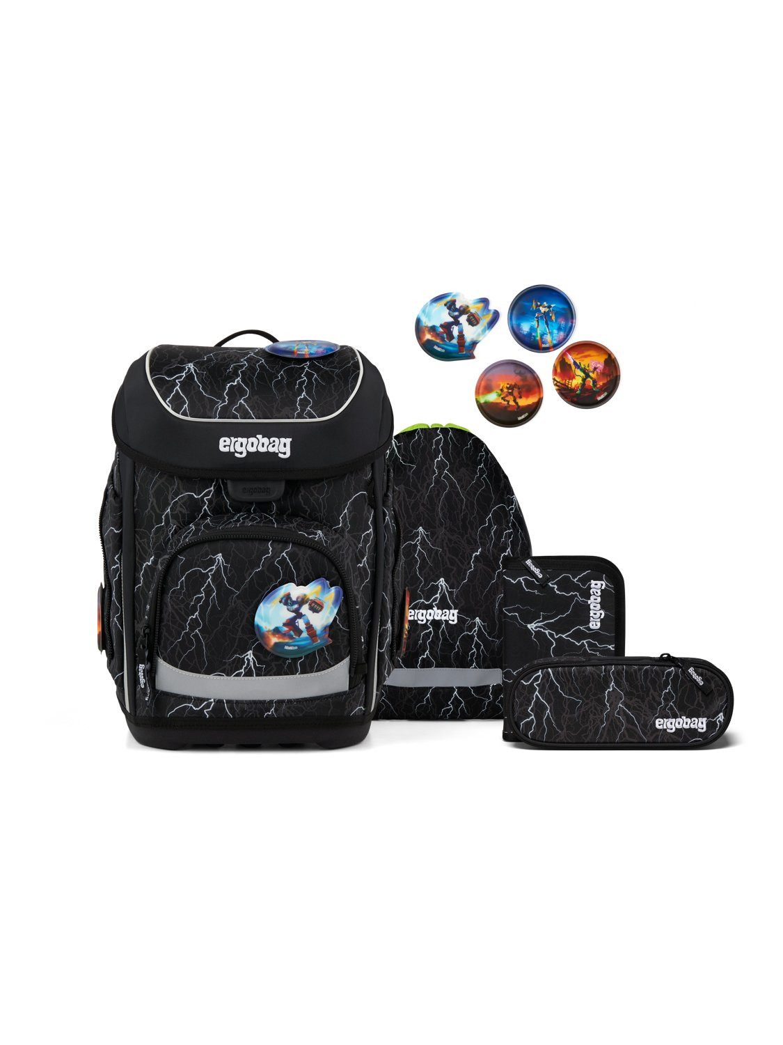 ergobag Schulranzen cubo Set (5-tlg., 5-teiliges Set), größenverstellbares Rückensystem