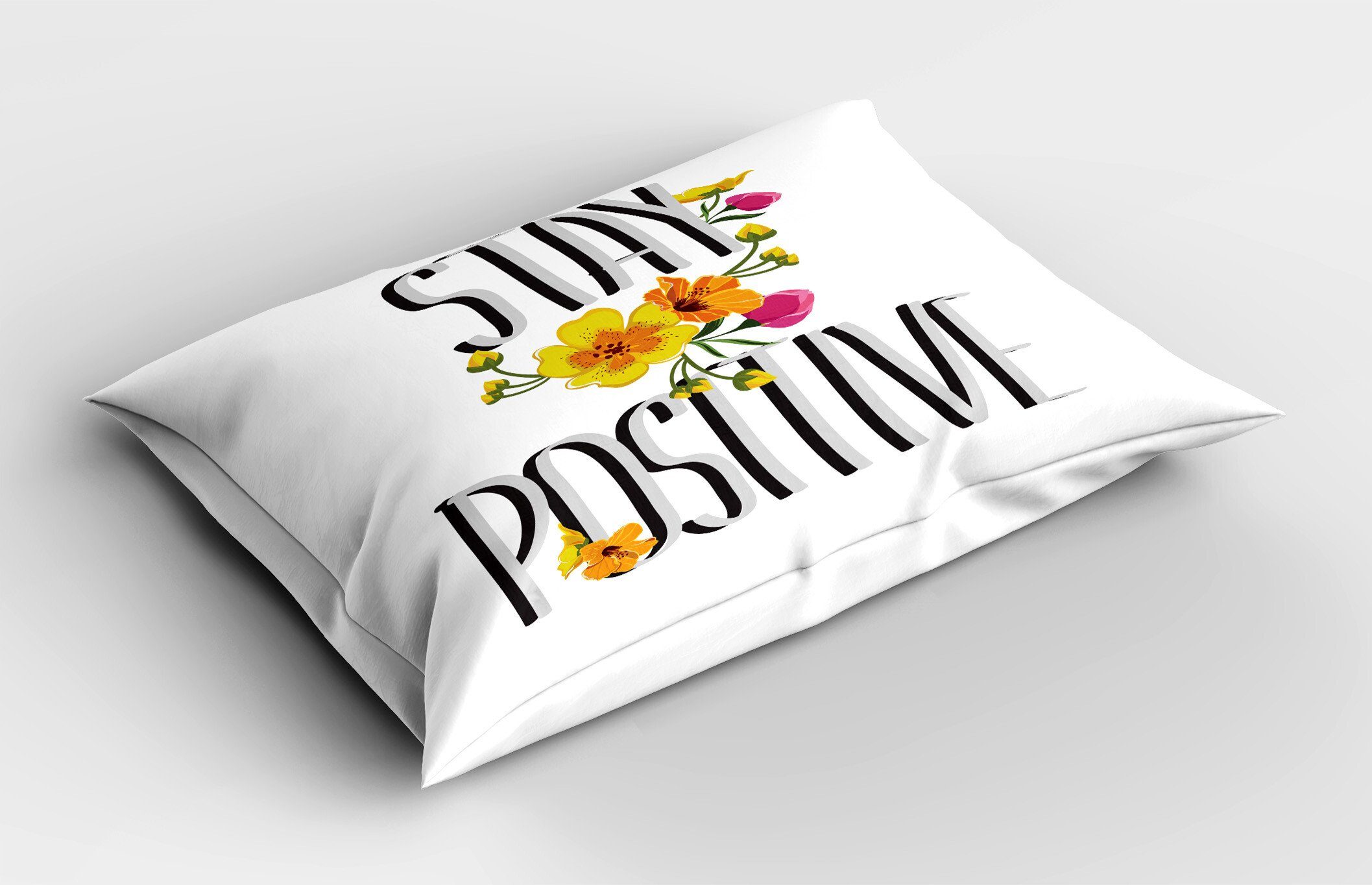 Gedruckter Zitat positiv Standard (1 Size Stück), Abakuhaus mit Kissenbezüge Kissenbezug, Dekorativer Bleiben Blumen Sie King
