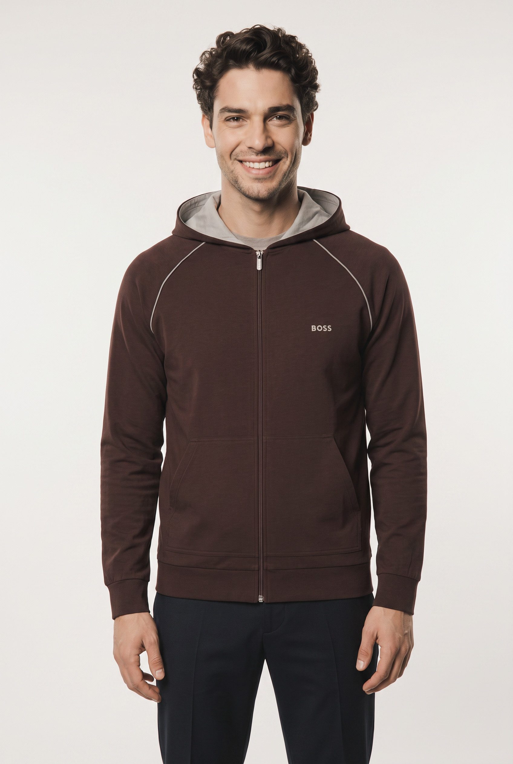 BOSS Kapuzensweatjacke Mix&Match Jacket H mit Kängurutasche