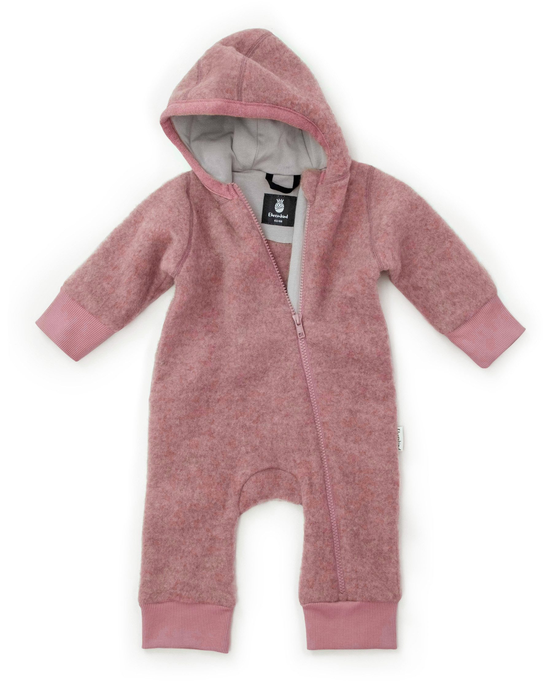 Ehrenkind Fleeceoverall mit Kapuze, Wollfleece aus feinster Merinowolle (100% Bio-Merinowolle, Atmungsaktiv & temperaturausgleichend) Wollfleece-Overall