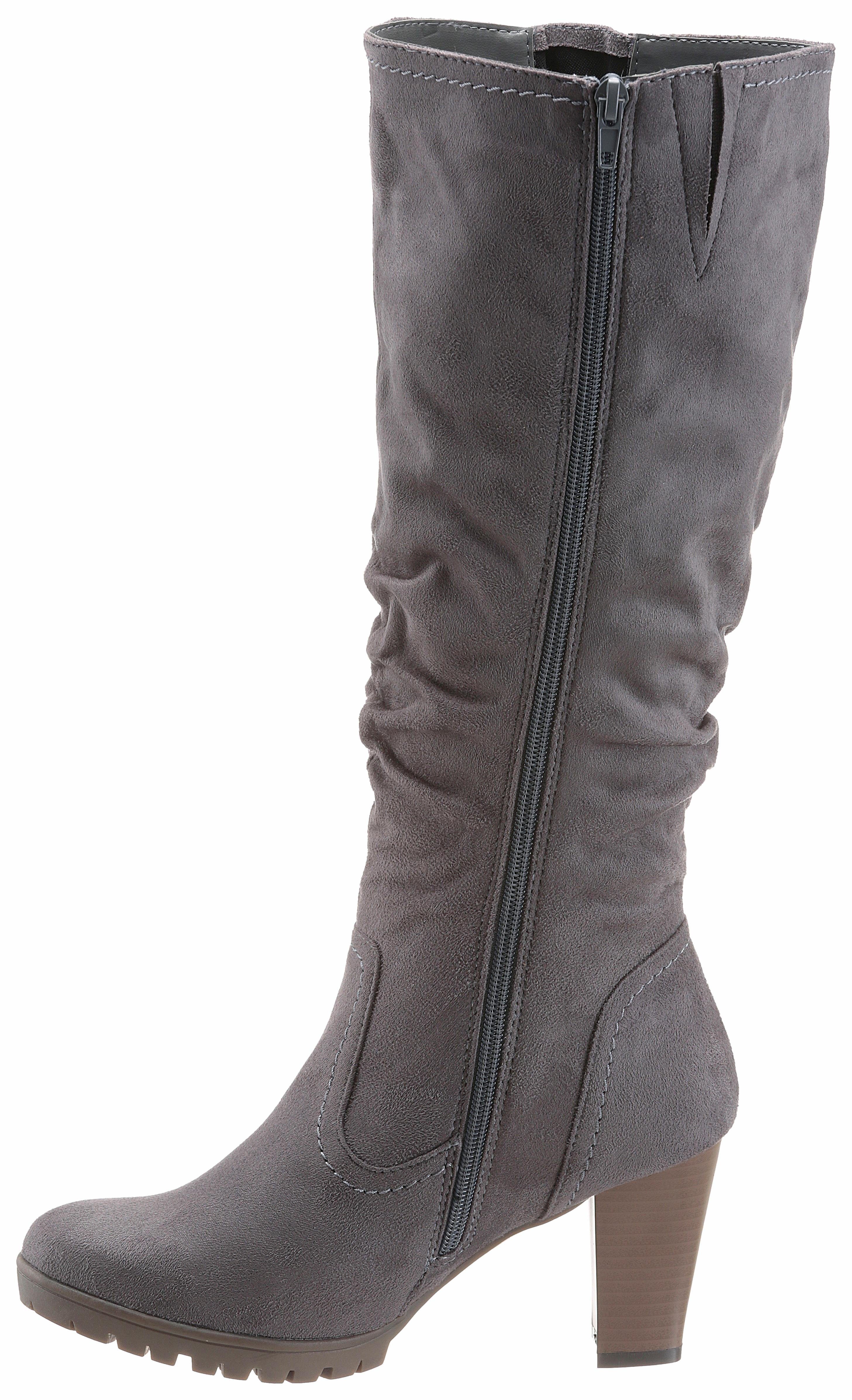 mit Raffungen am WALK grau CITY Stiefel Schaft slouchy