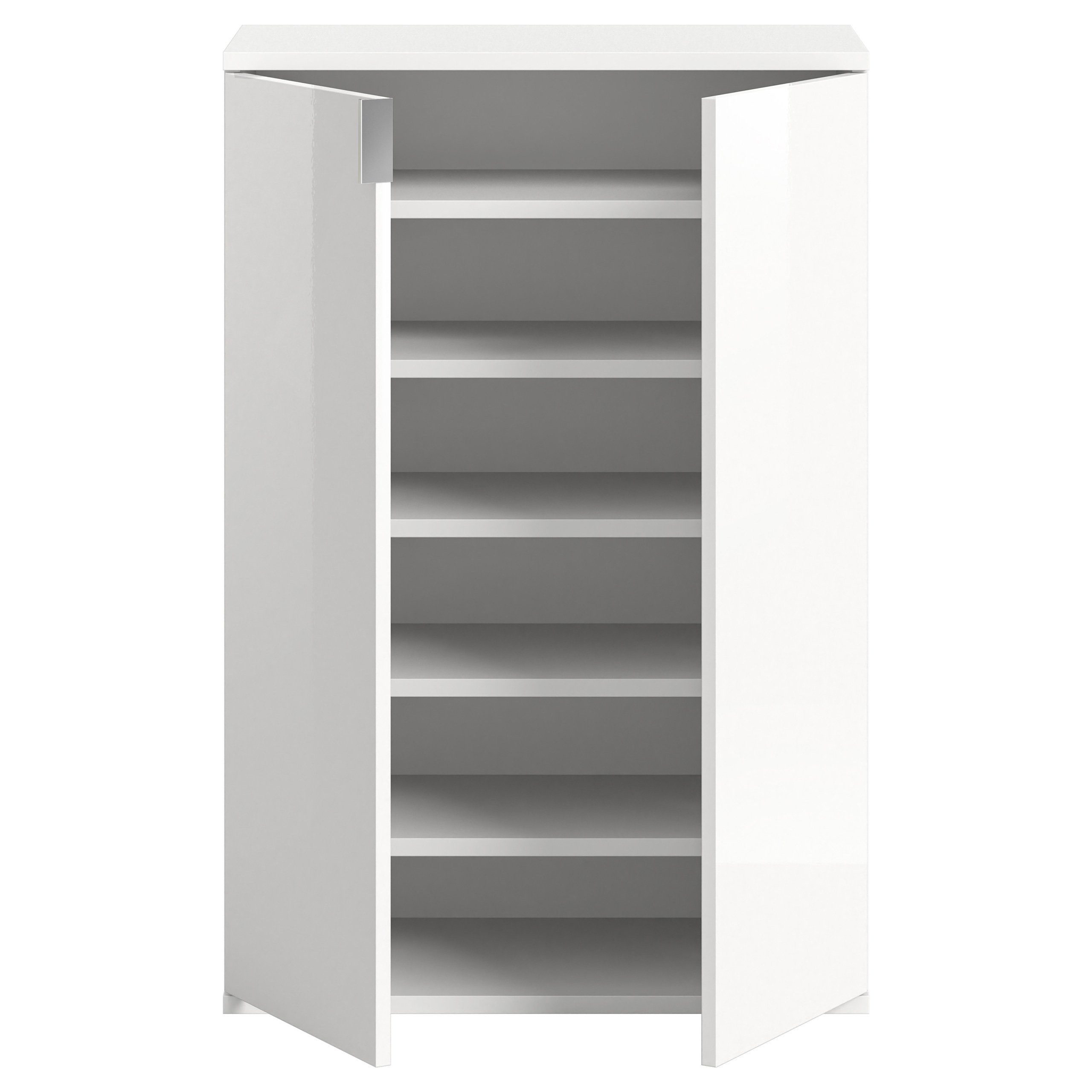 Newroom Kommode Weiß Matt 61 cm, Kommode Weiß Hochglanz Modern Schuhschrank Schuhkommode Flur